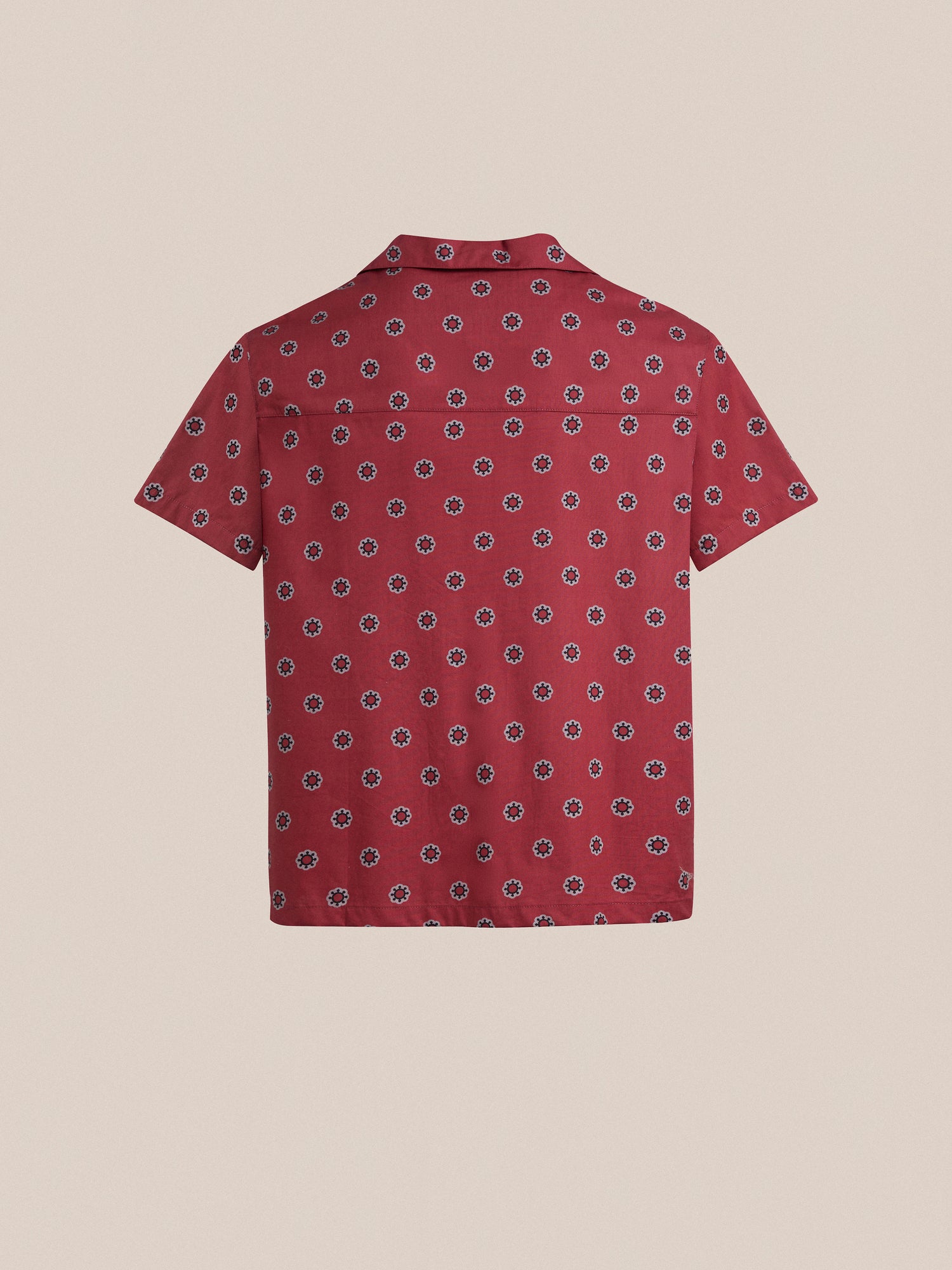 A short sleeve camp shirt with a Red Motif SS Camp Shirt floral pattern by Found.