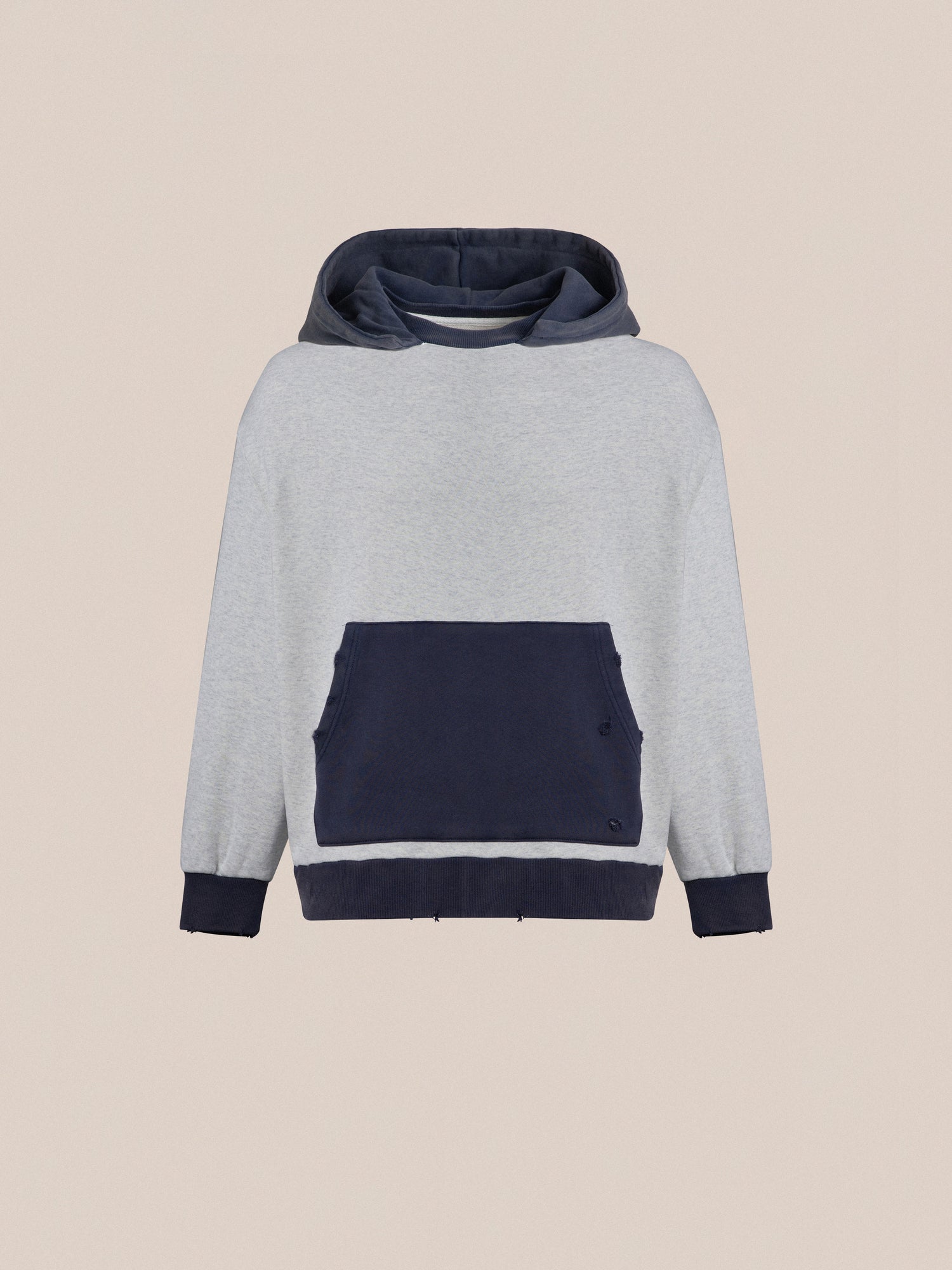 A grey and navy enzyme-washed cotton, Found Two Tone Hoodie.