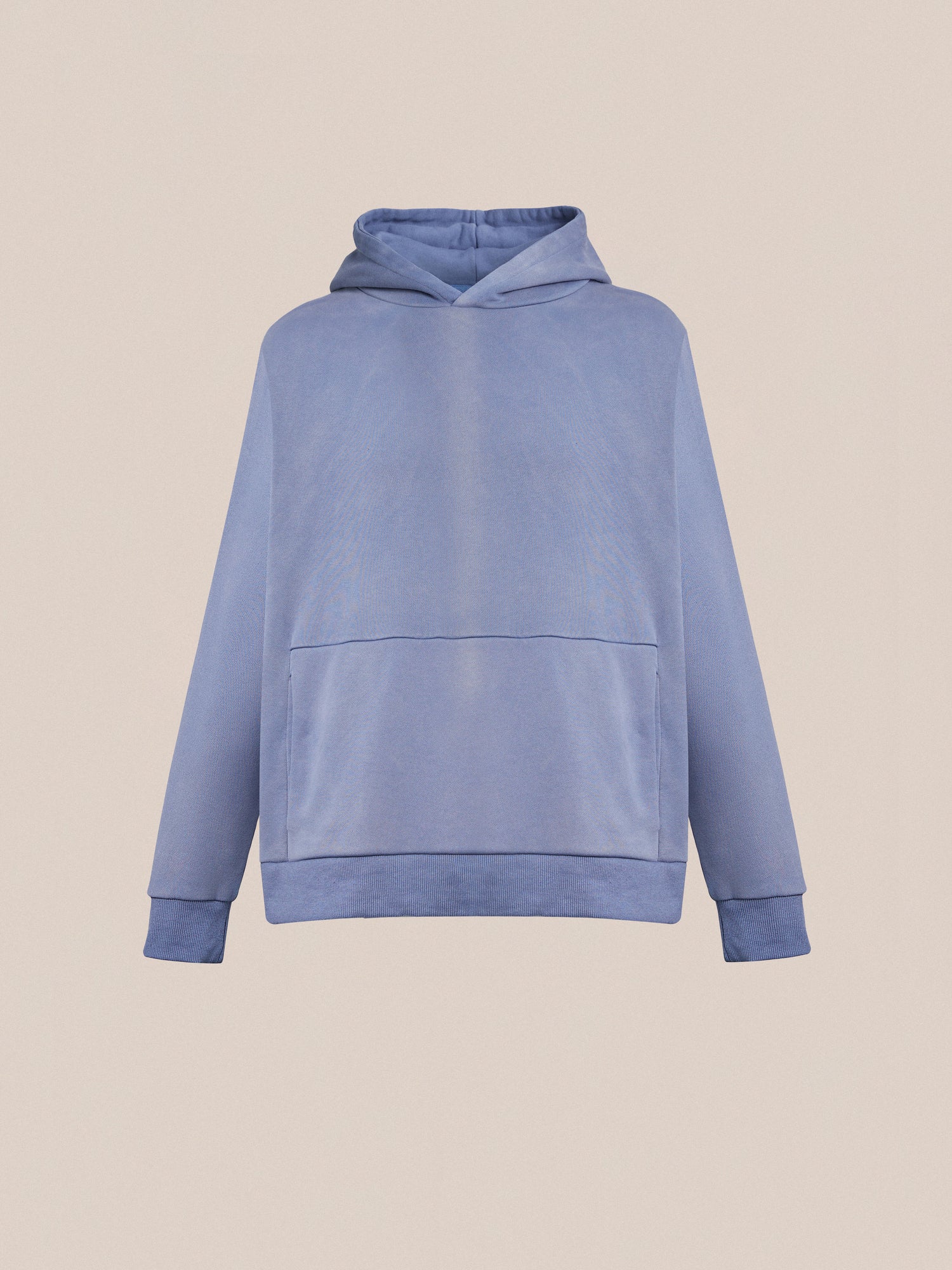 A blue enzyme-washed Found Faded Infinity Hoodie on a white background.