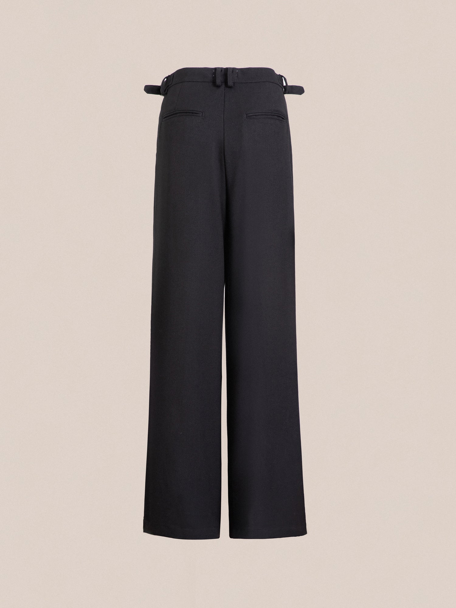 Found Pleated Trousers with an adjustable waist tabs.