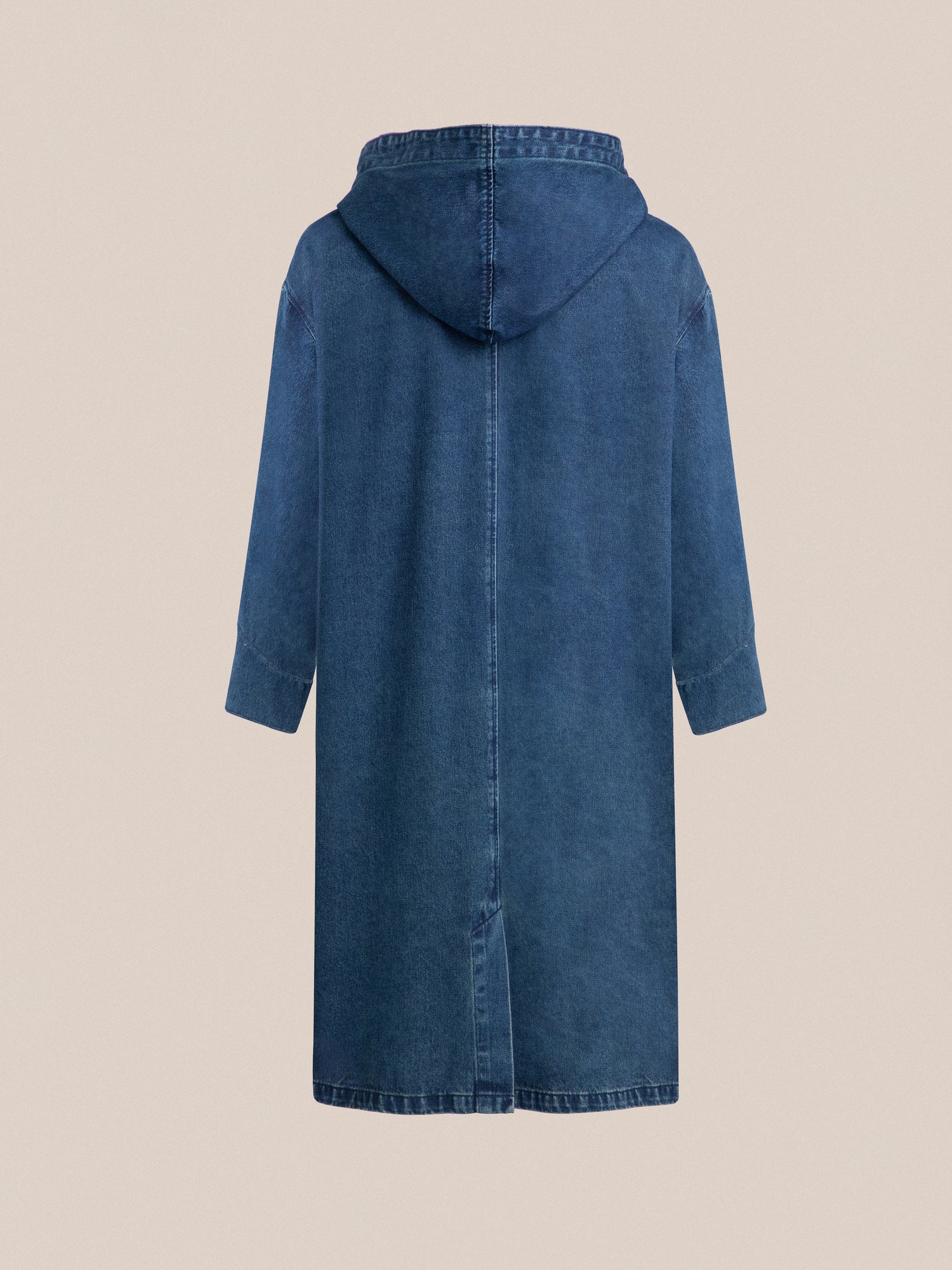 A vintage Sargasso Denim Buckle Coat with a hooded hood by Found.