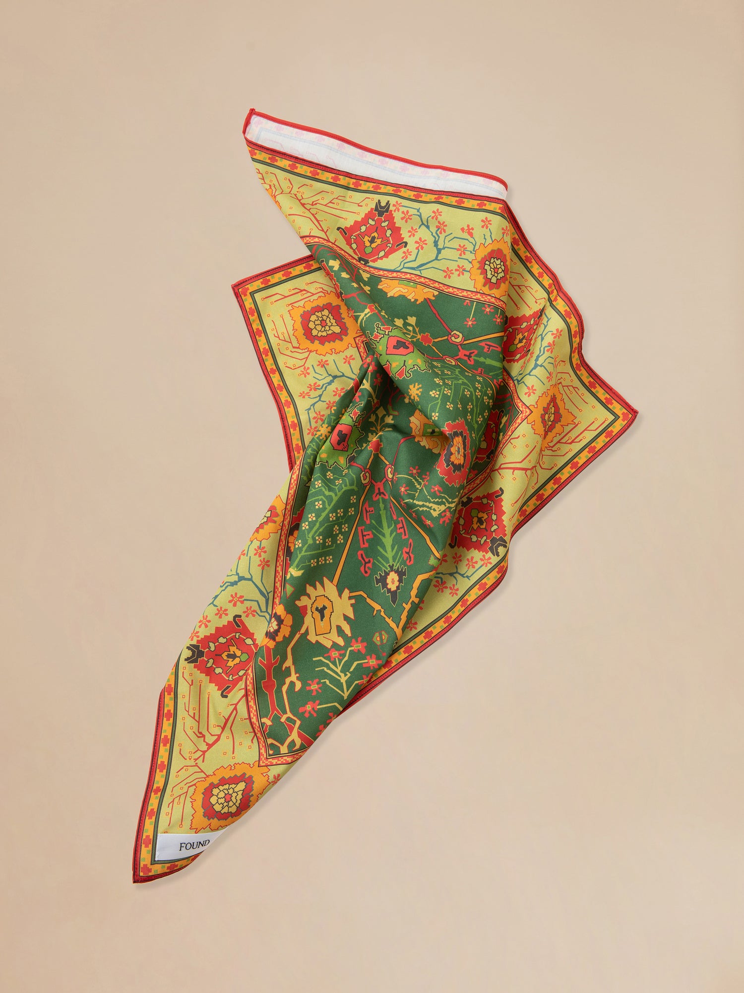 A Found Botanical Mosaic Bandana handkerchief.