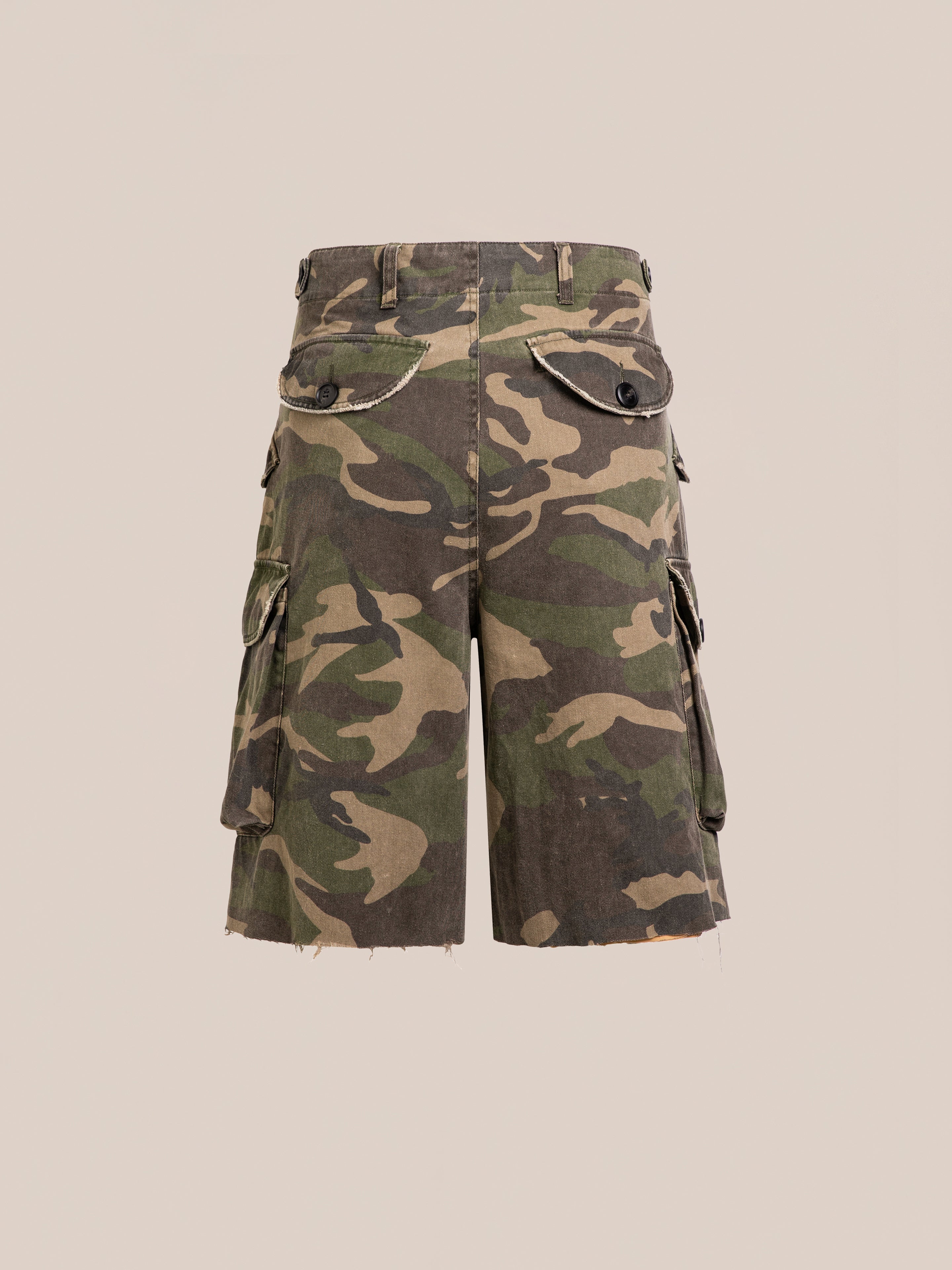 Camouflage Twill Utility Cargo Shorts