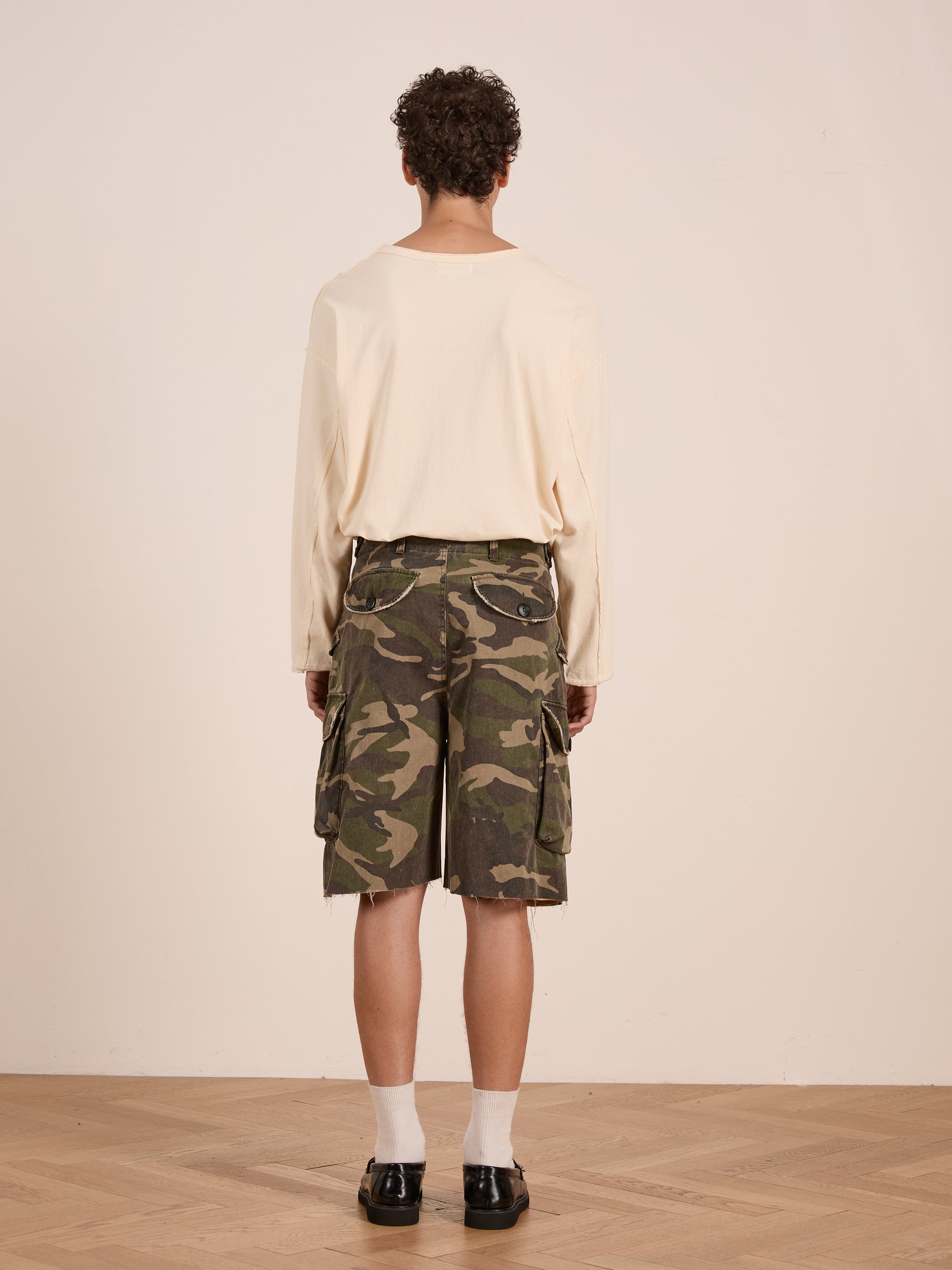 Camouflage Twill Utility Cargo Shorts