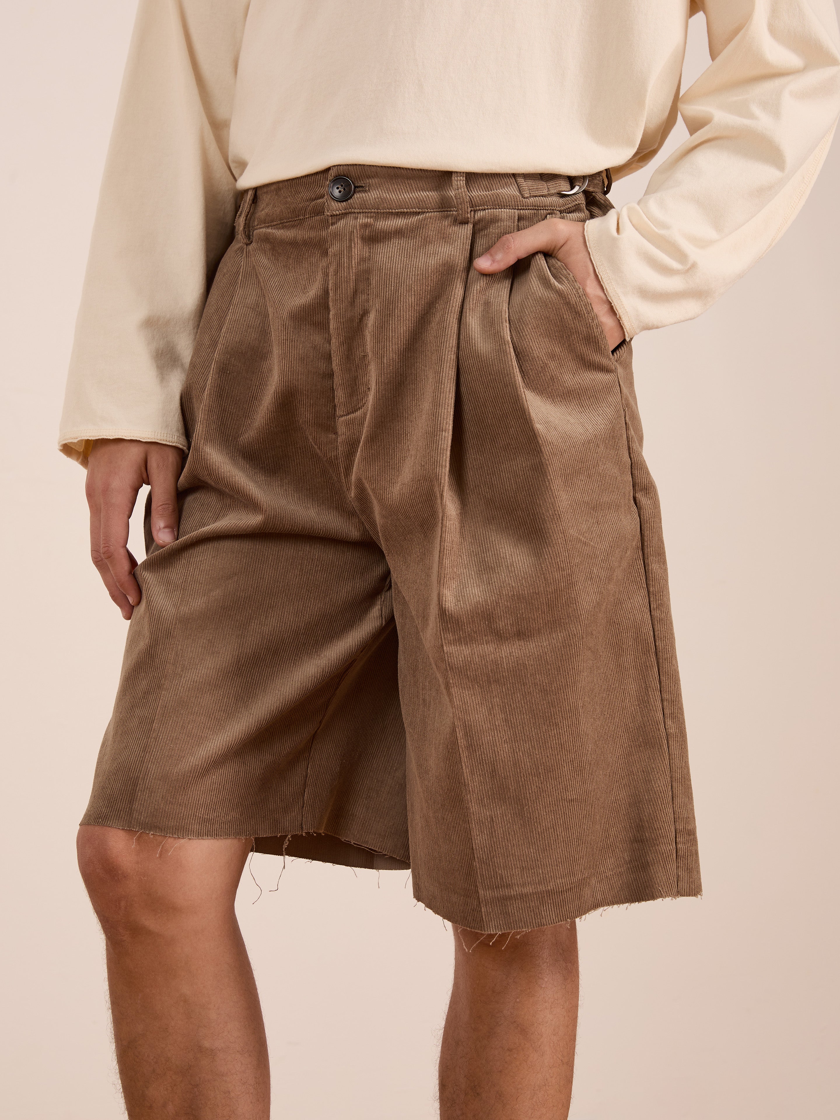 Corduroy Pleated Trouser Shorts