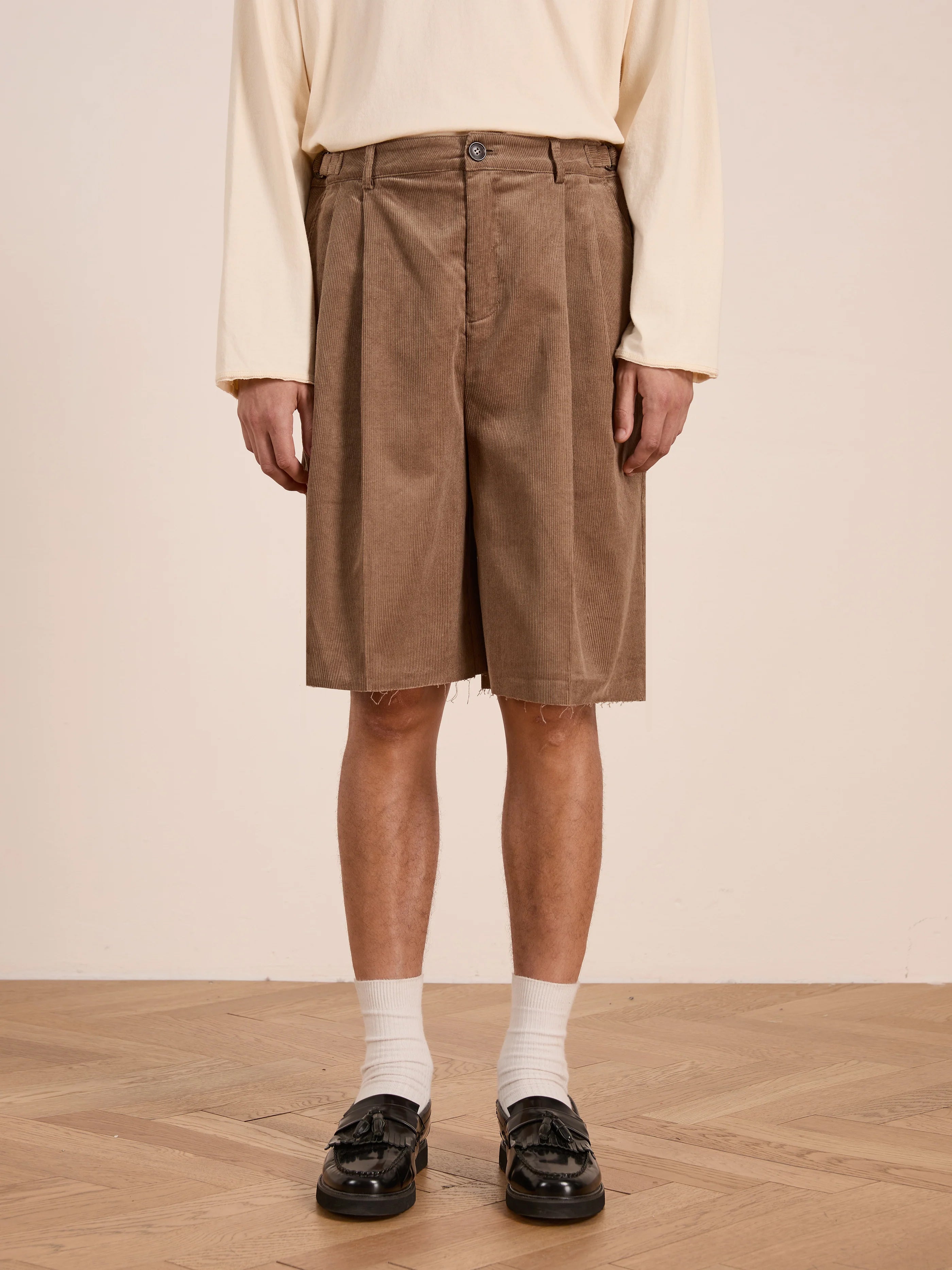 Corduroy Pleated Trouser Shorts