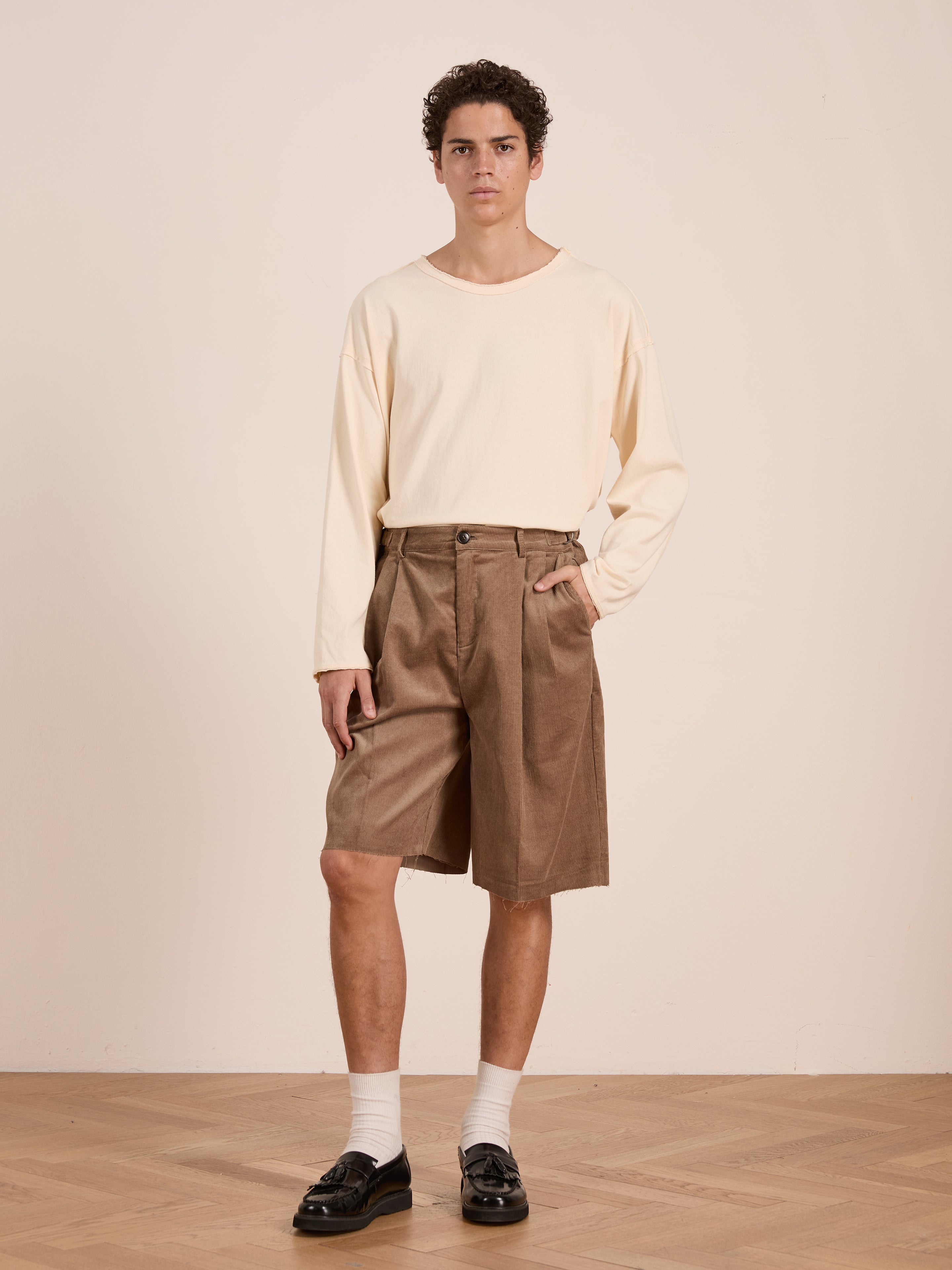 Corduroy Pleated Trouser Shorts