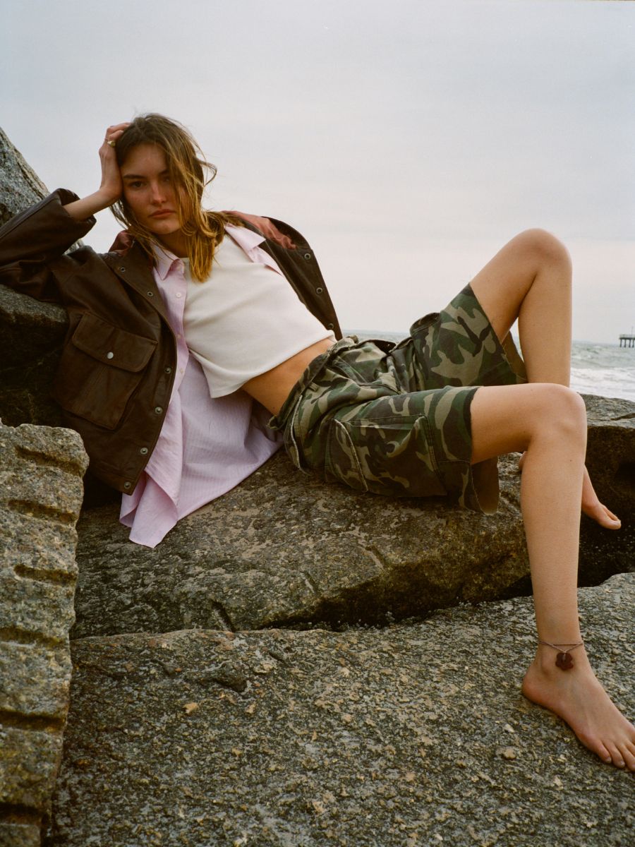 Camouflage Twill Utility Cargo Shorts