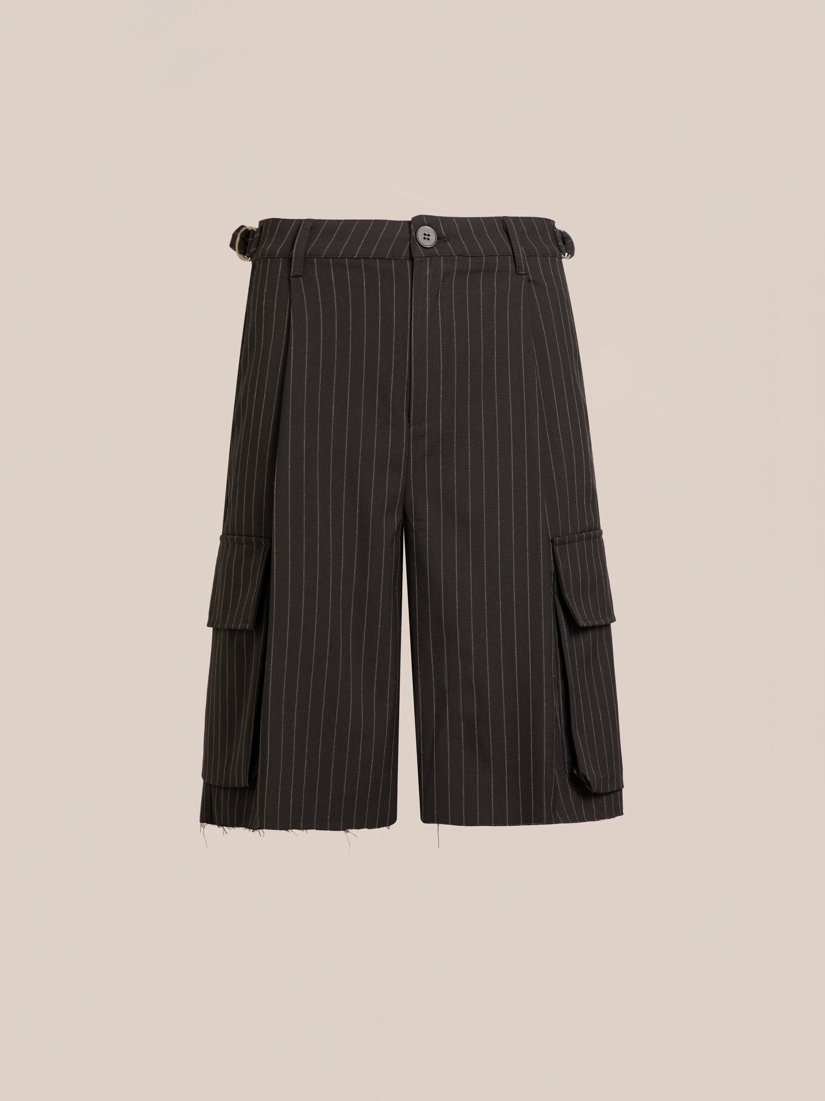 Hava Pinstripe Pleated Cargo Trouser Shorts