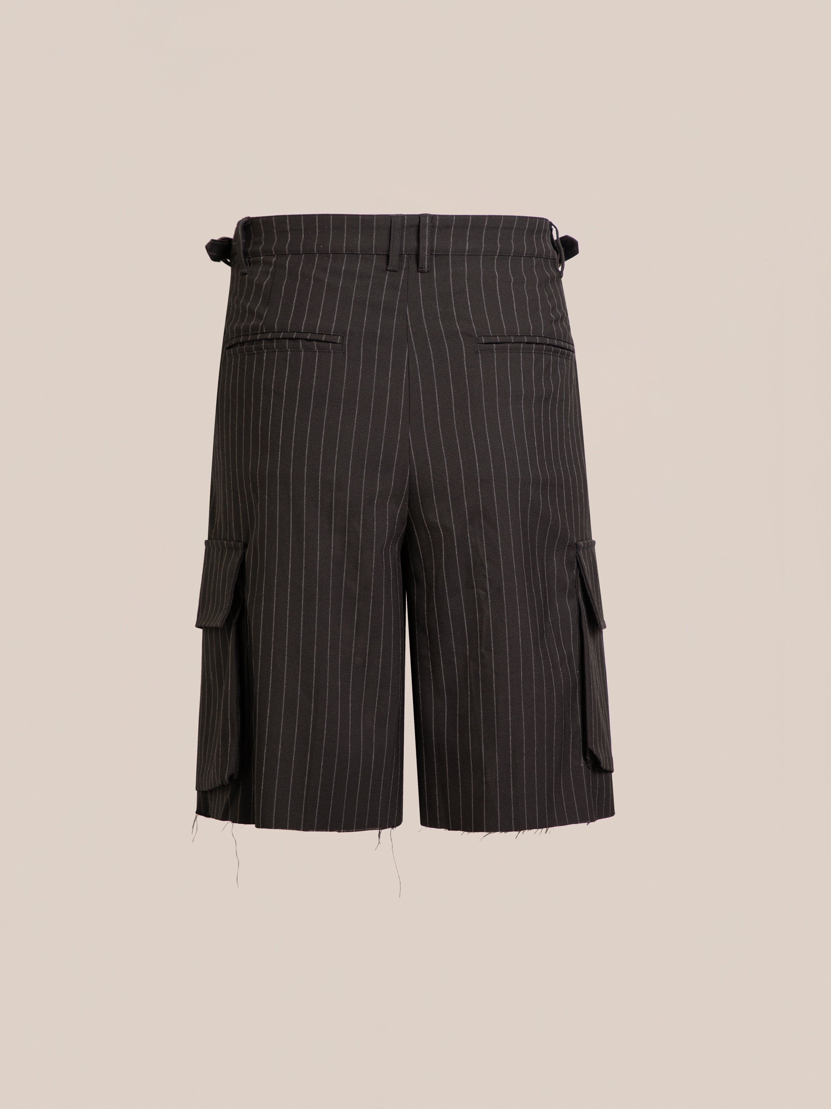 Hava Pinstripe Pleated Cargo Trouser Shorts