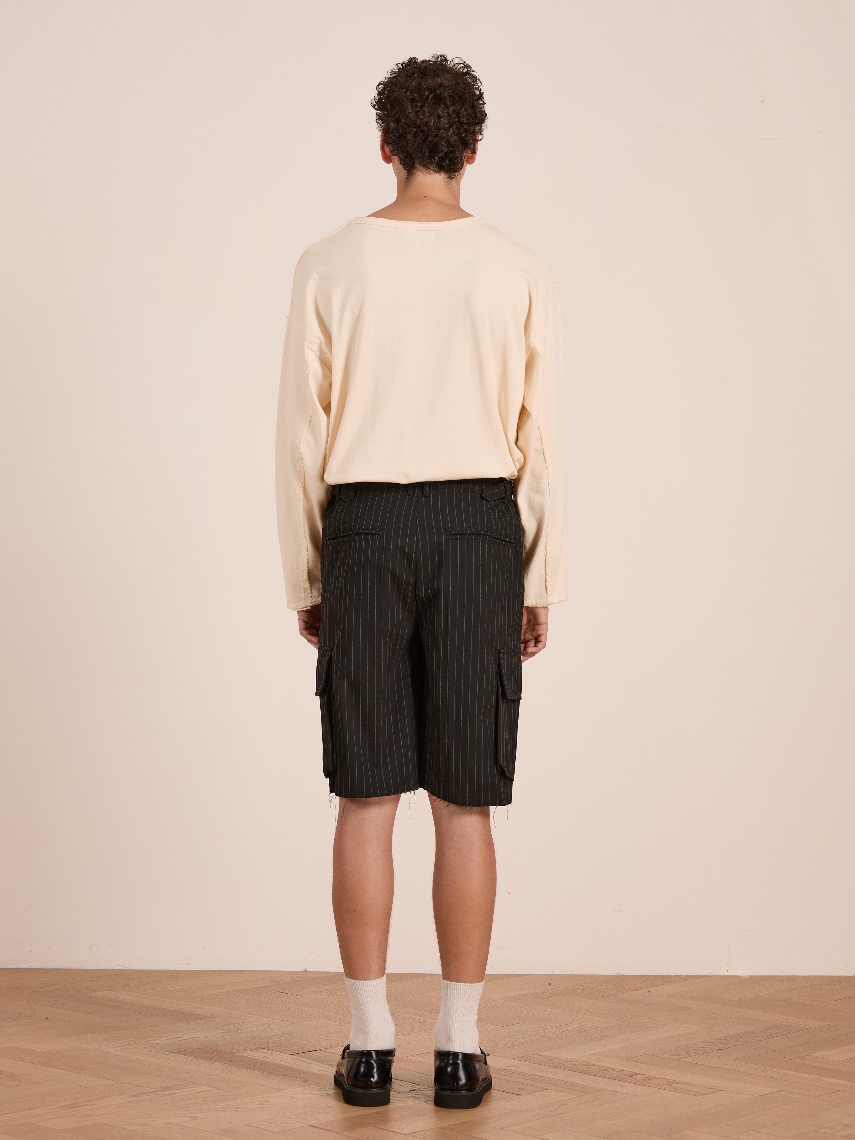Hava Pinstripe Pleated Cargo Trouser Shorts