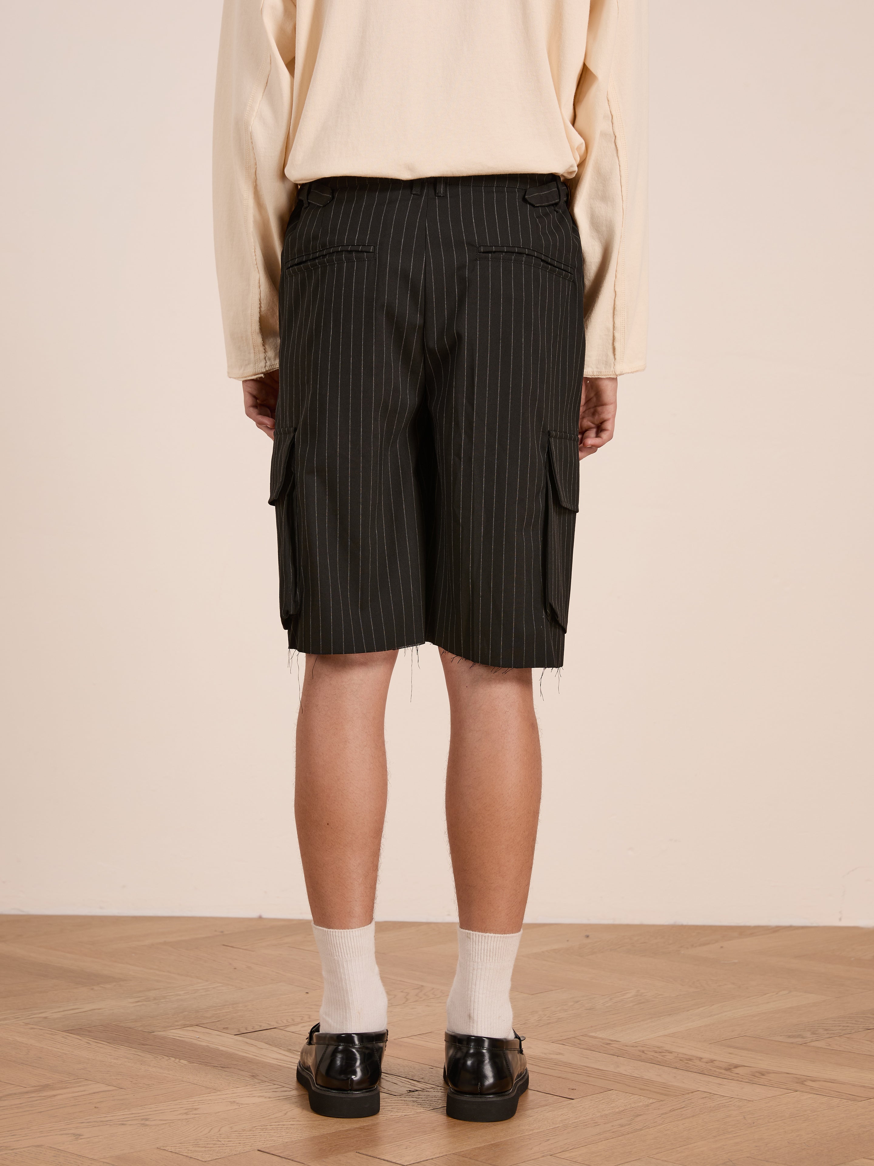 Hava Pinstripe Pleated Cargo Trouser Shorts