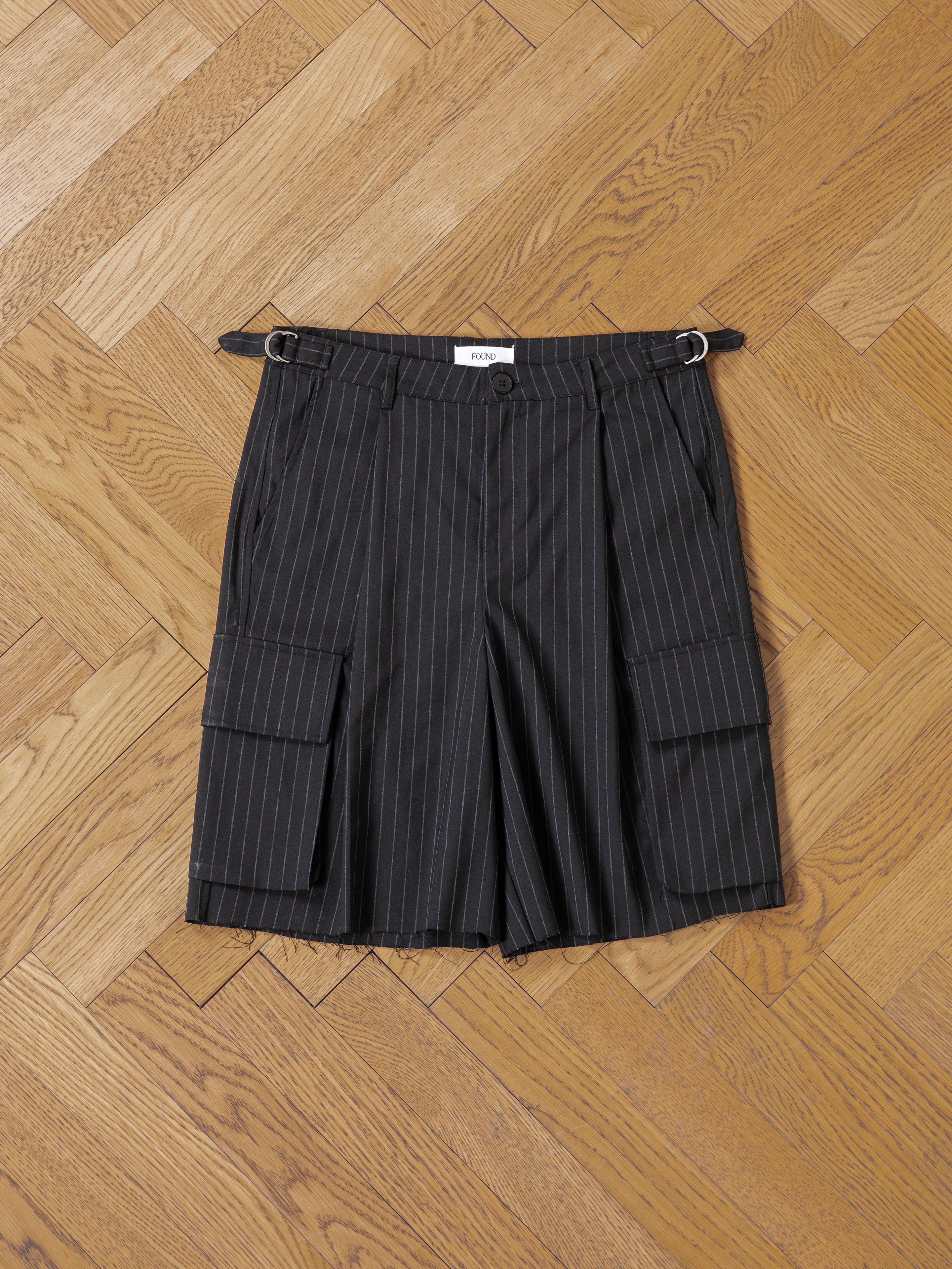 Hava Pinstripe Pleated Cargo Trouser Shorts