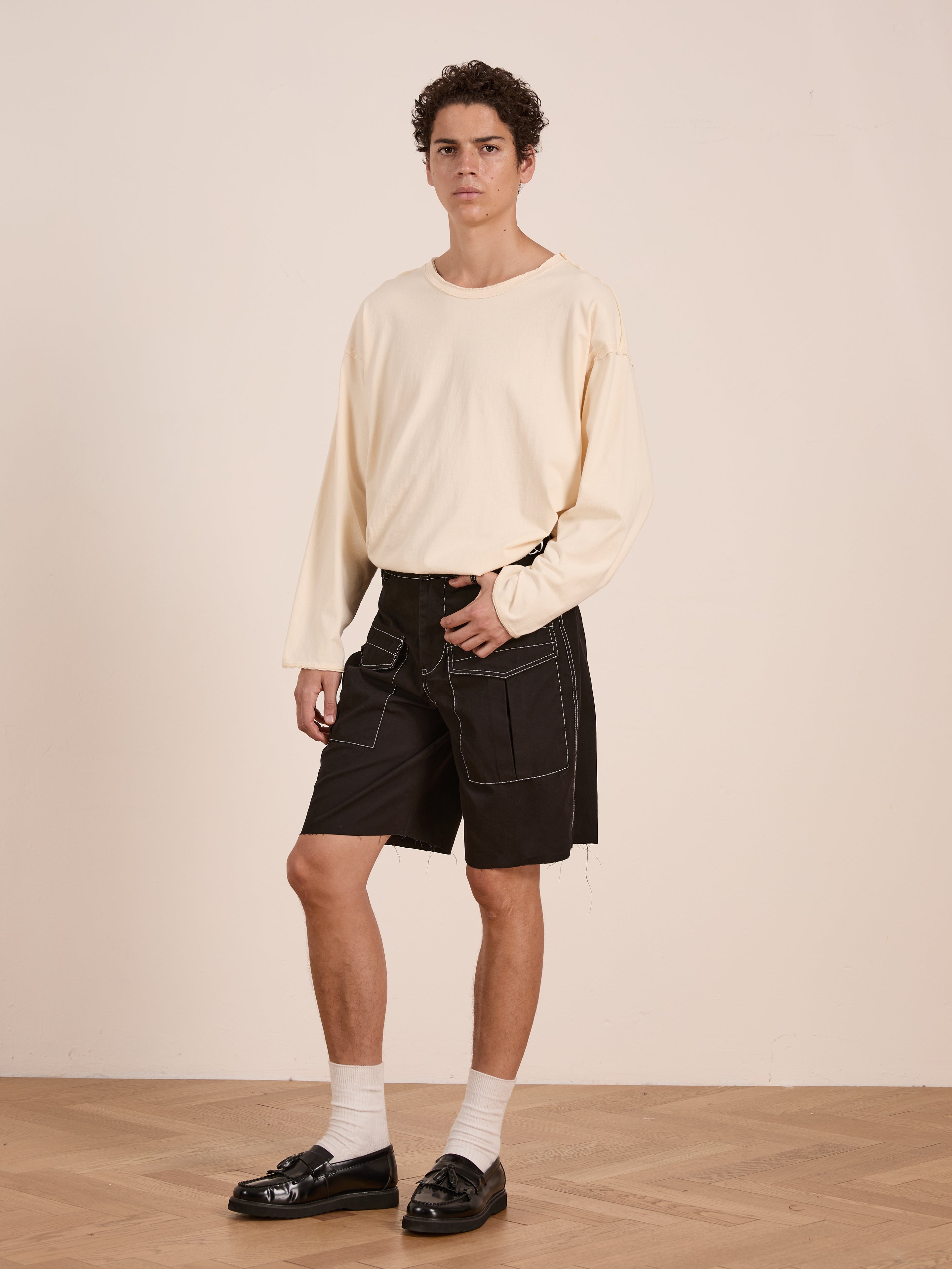 Lucca Black Contrast Pocket Trouser Shorts