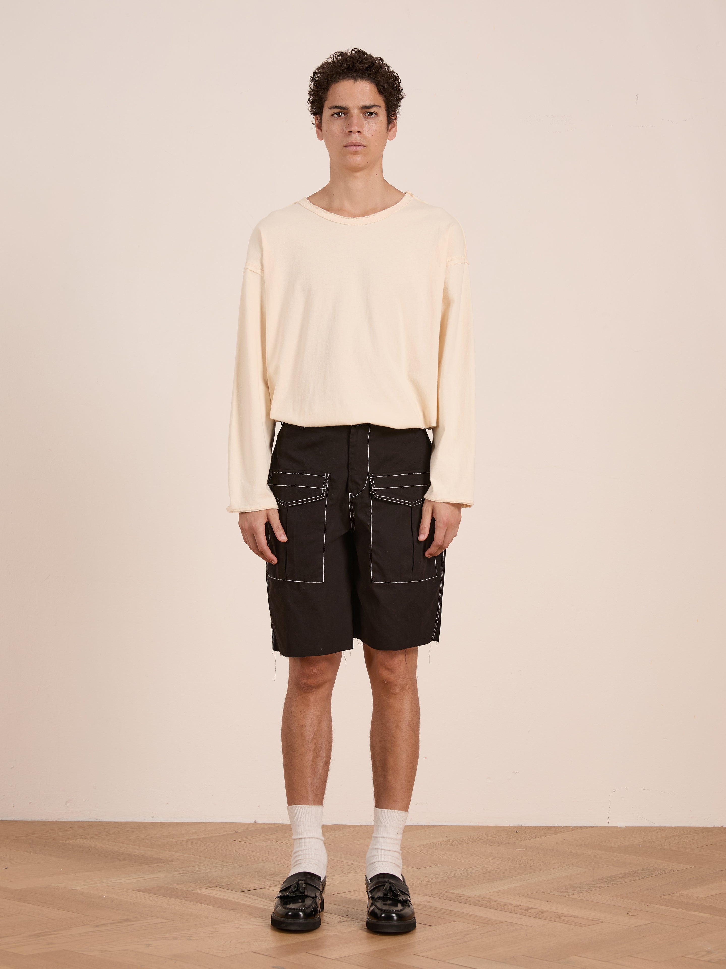 Lucca Black Contrast Pocket Trouser Shorts