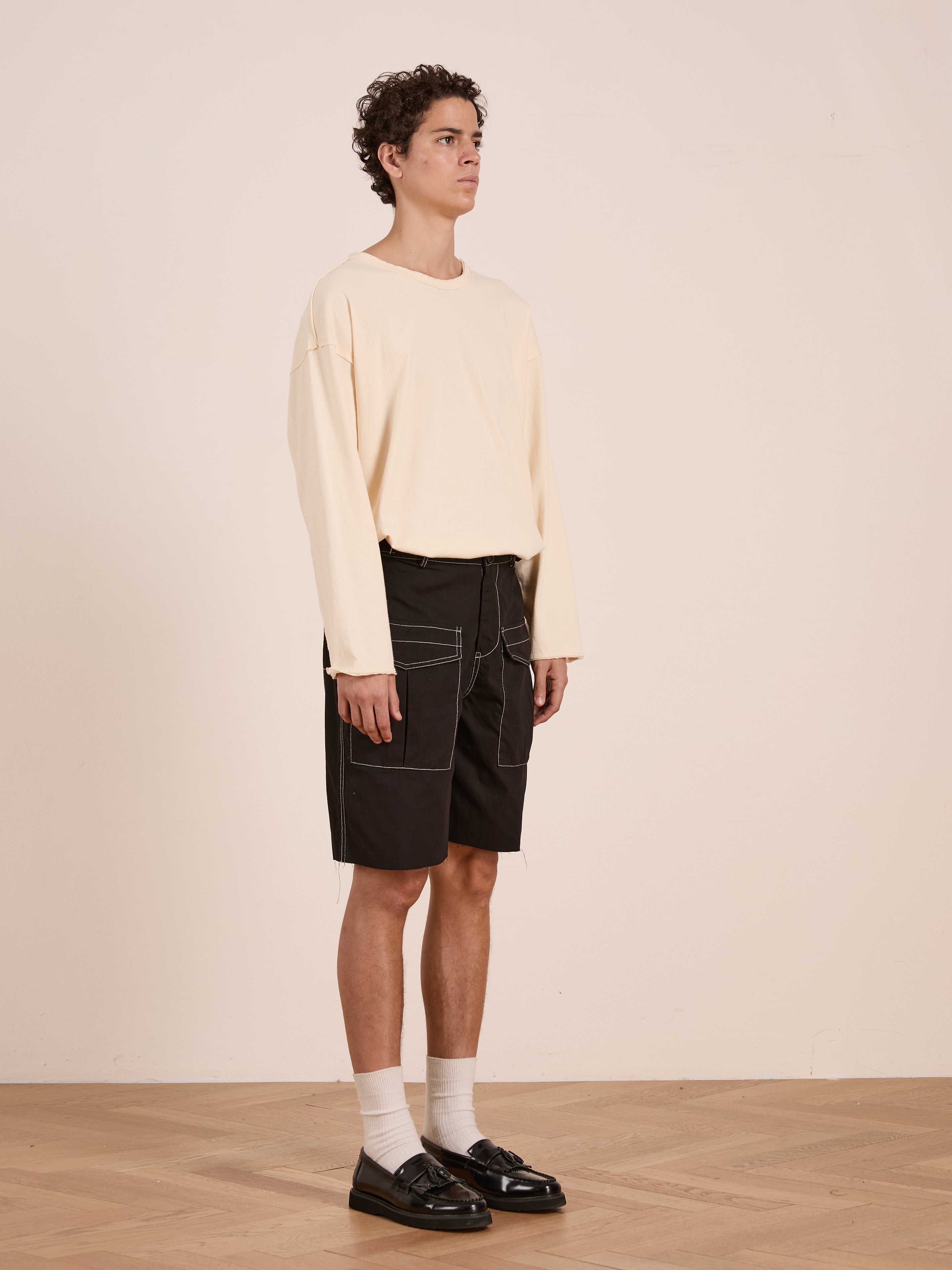 Lucca Black Contrast Pocket Trouser Shorts
