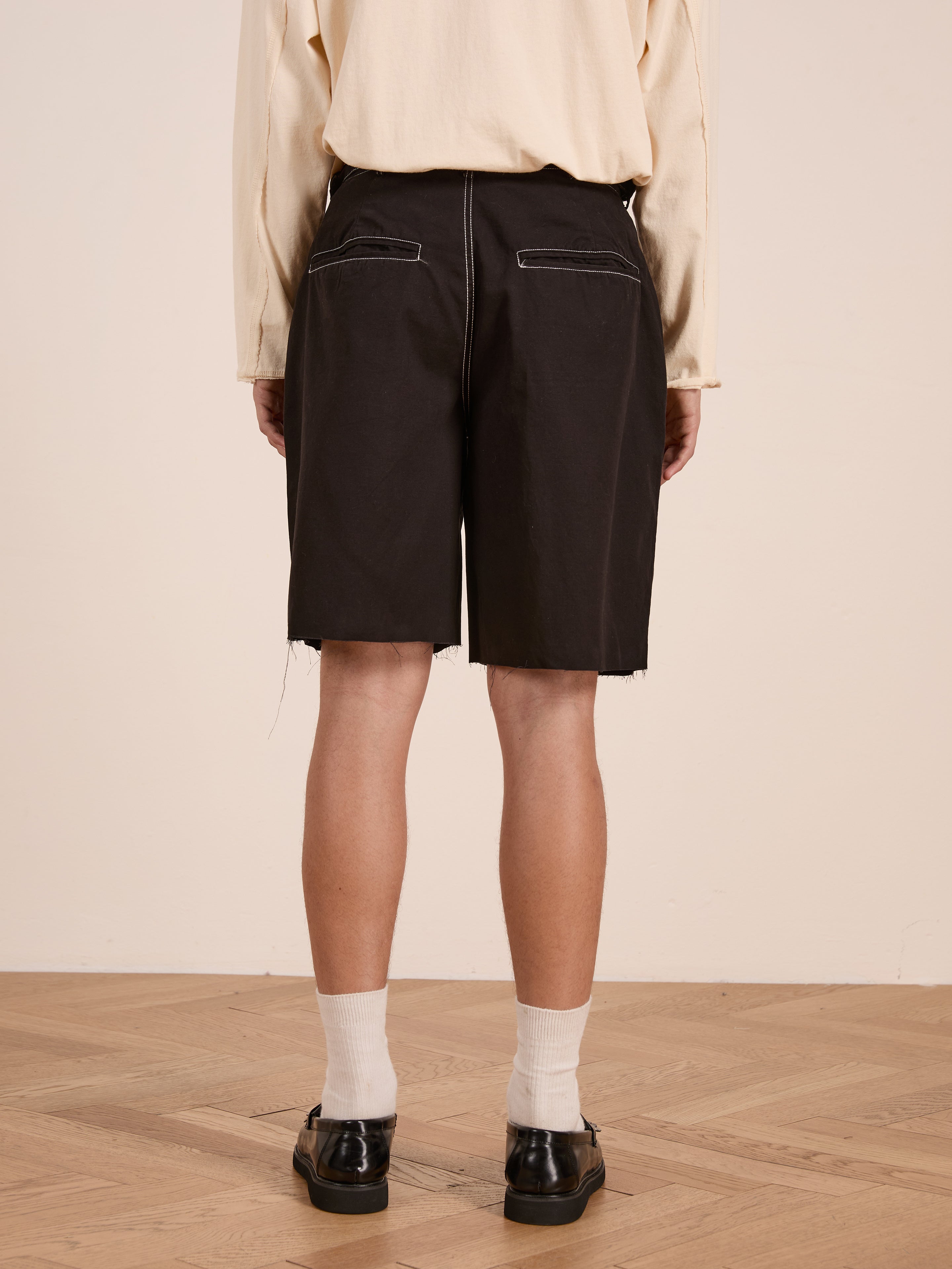Lucca Black Contrast Pocket Trouser Shorts