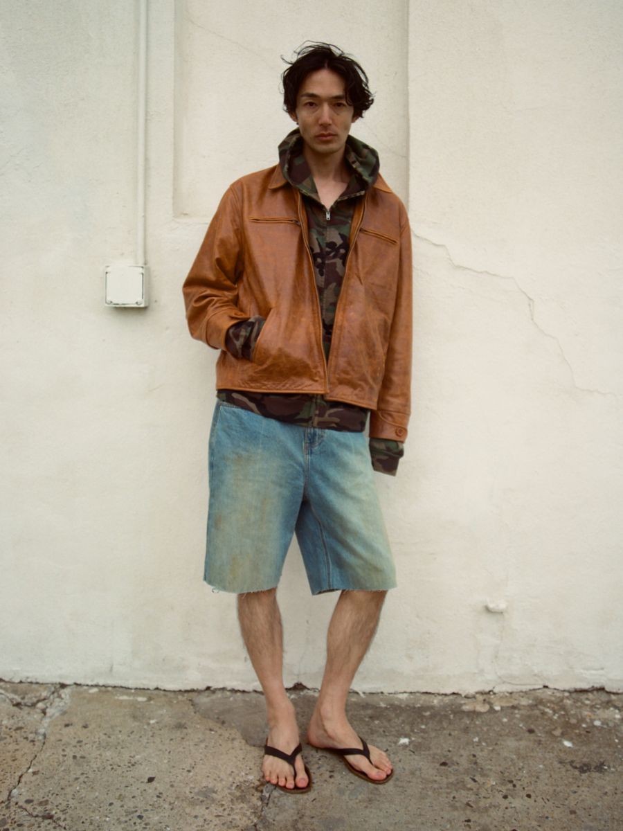 Marlboro Sun Faded Leather Racer Jacket