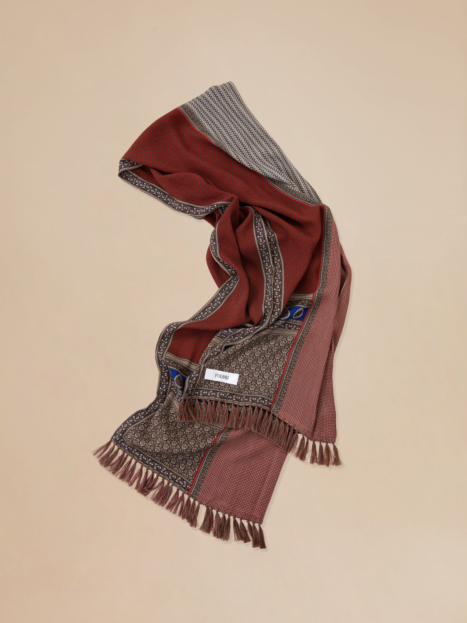 Check Paisley Medley Scarf in burgundy | Found - gallery image 3.