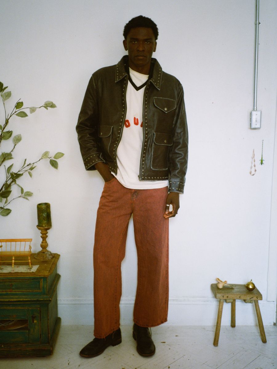 Studded Leather Pocket Jacket