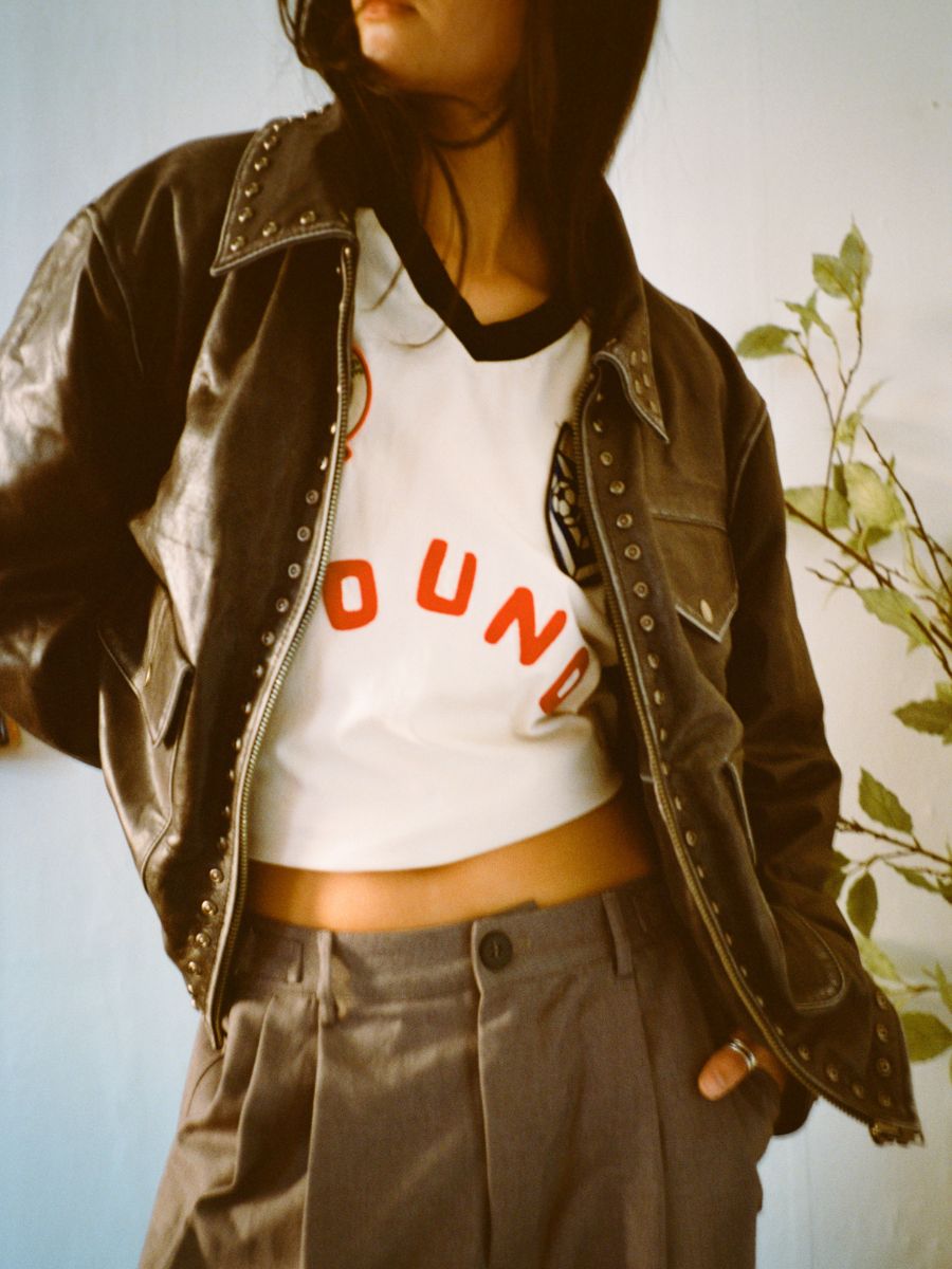 Studded Leather Pocket Jacket