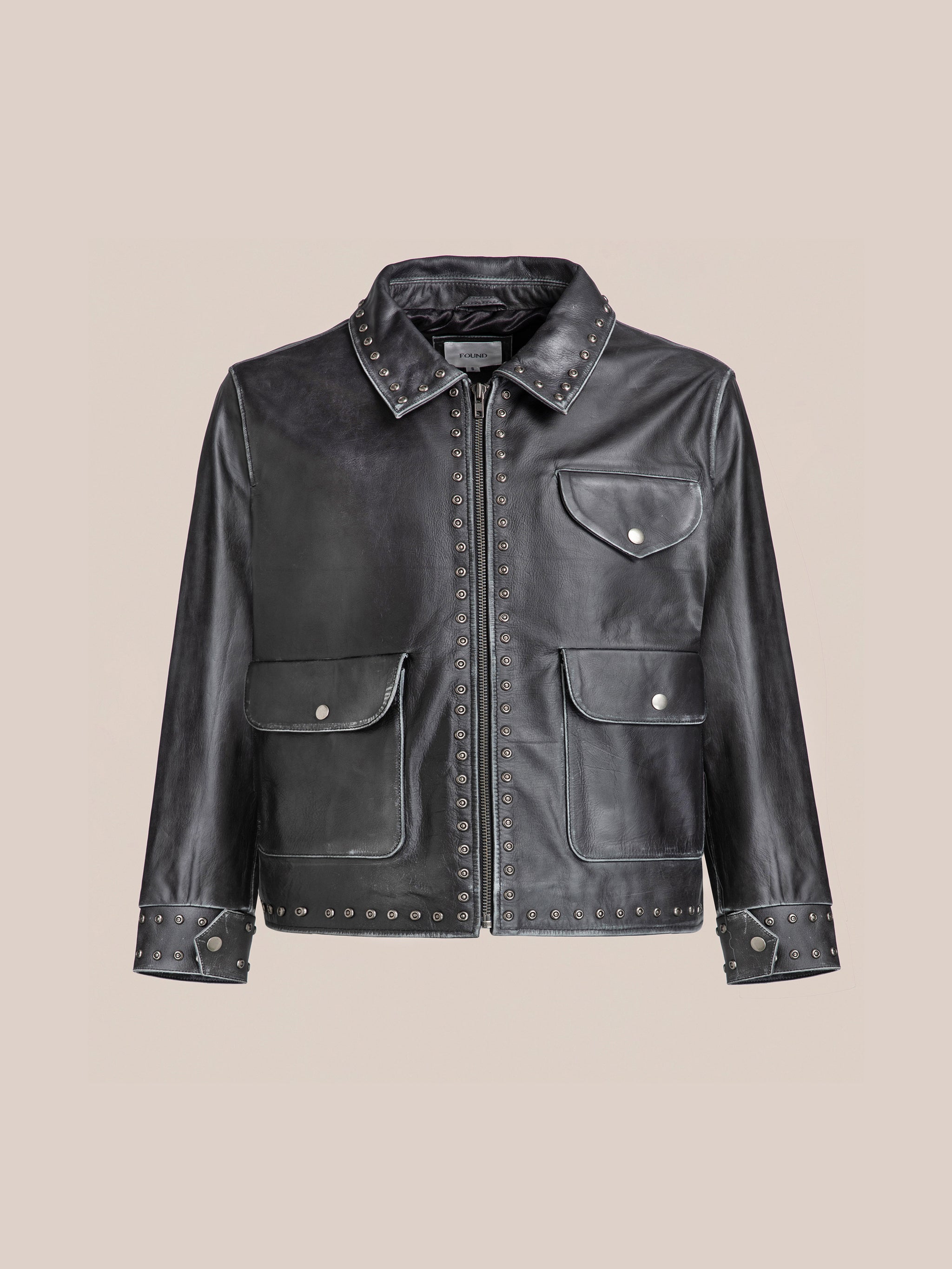 Studded Leather Pocket Jacket