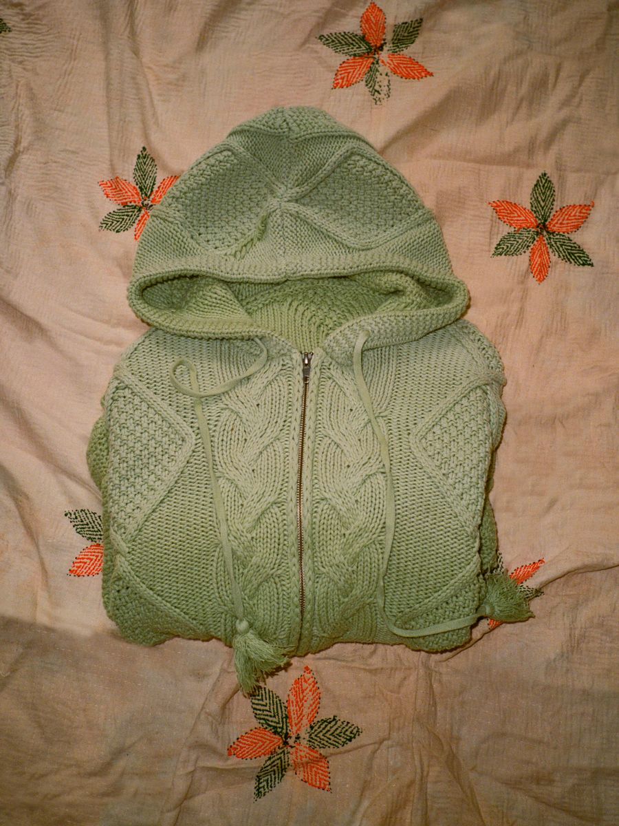 Zip Up Cable Knit Hoodie