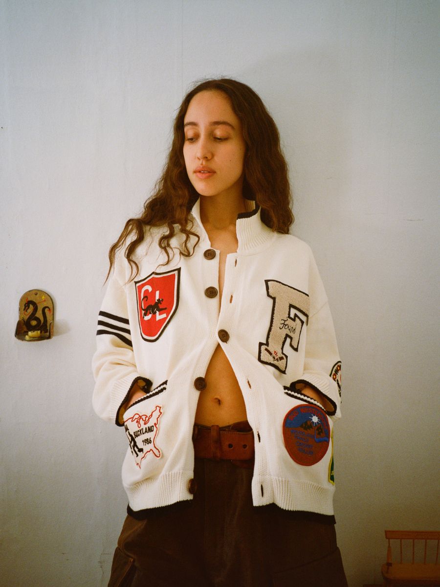 York Varsity Patch Collared Cardigan