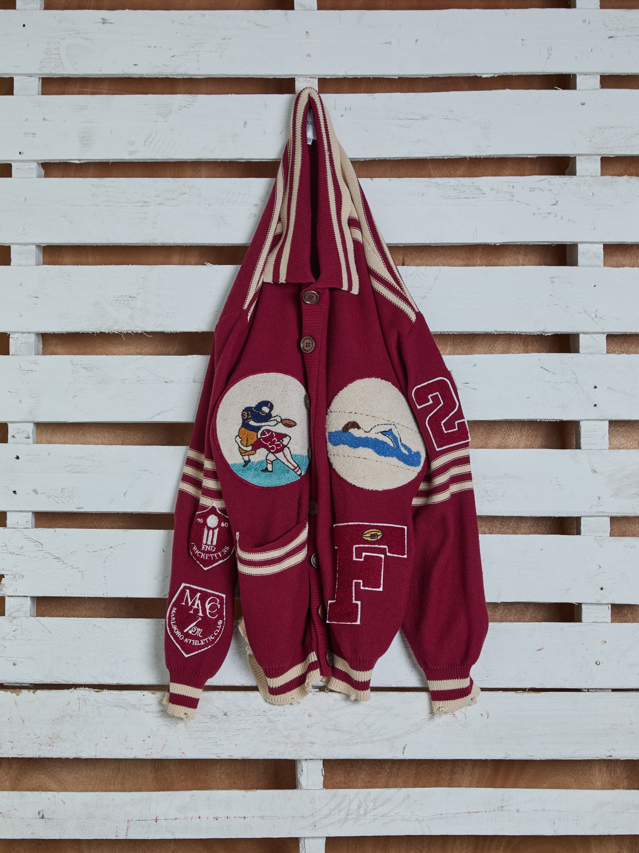 Fin Varsity Patch Collared Cardigan