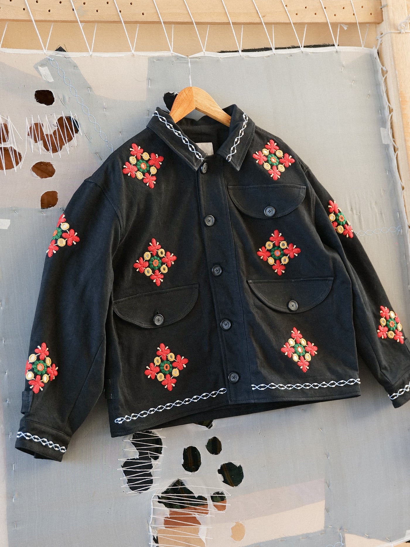 Mirror Ornament Hand Embroidered Work Jacket