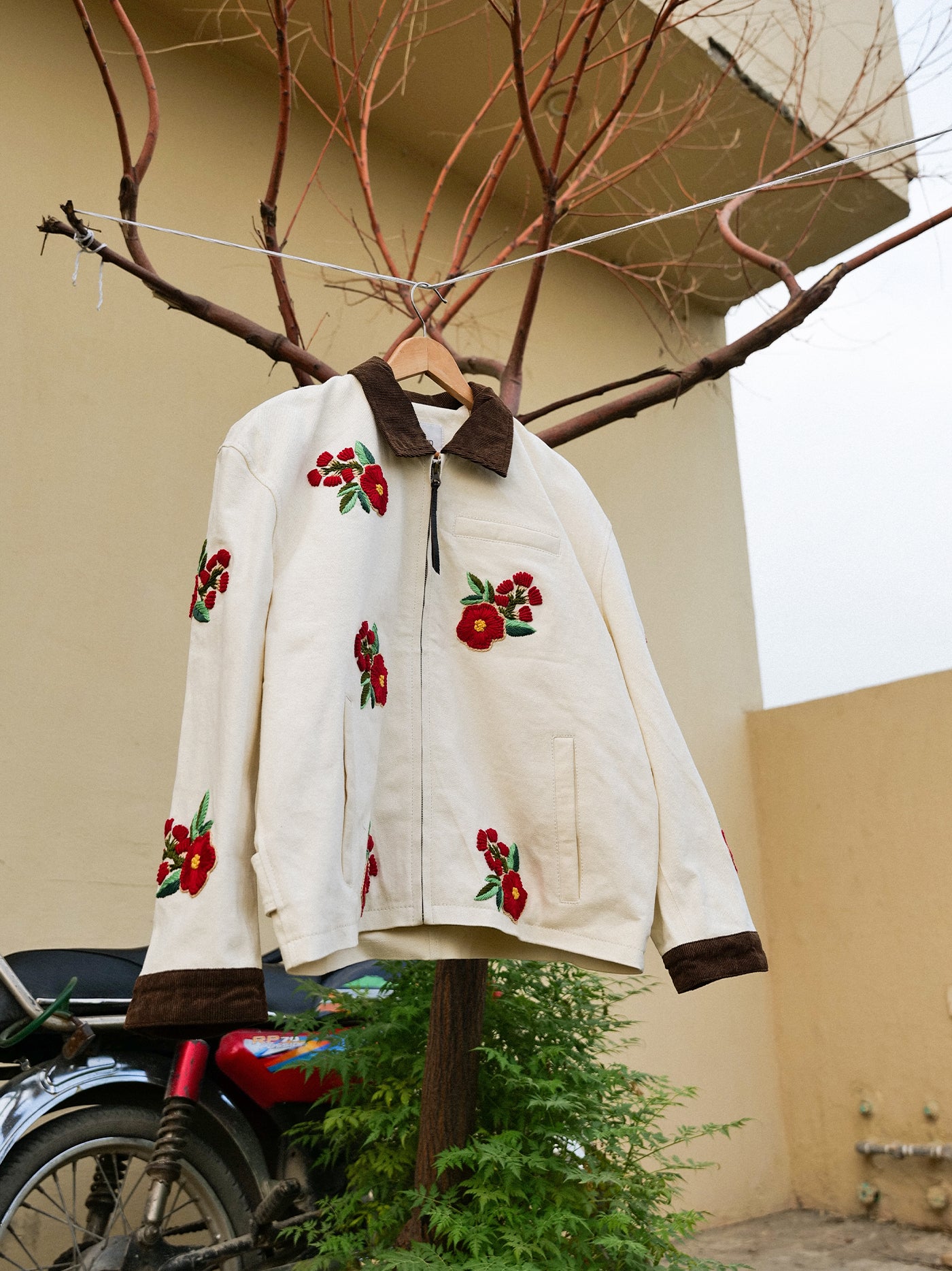 Floral Hand Embroidered Work Jacket