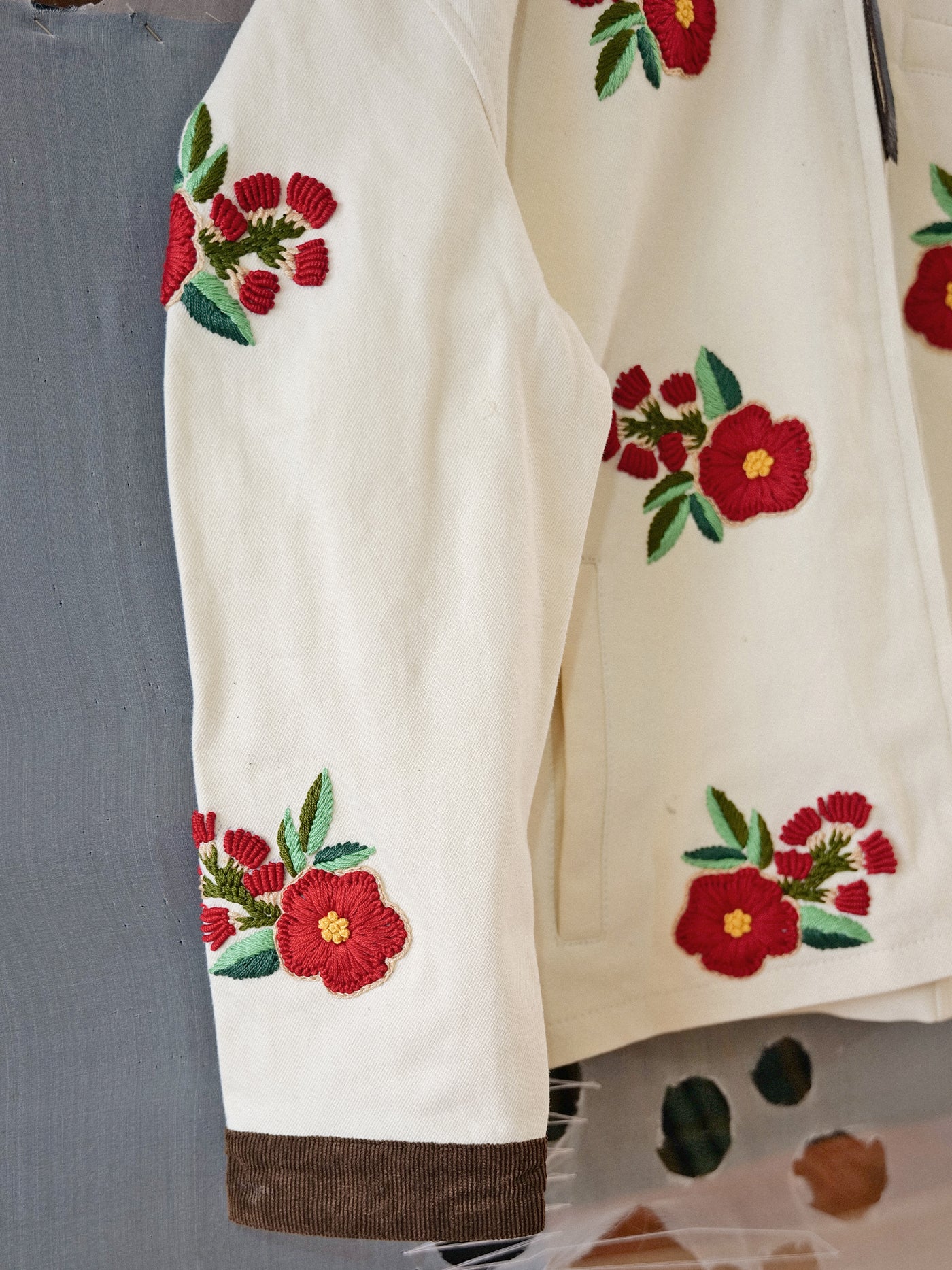 Floral Hand Embroidered Work Jacket