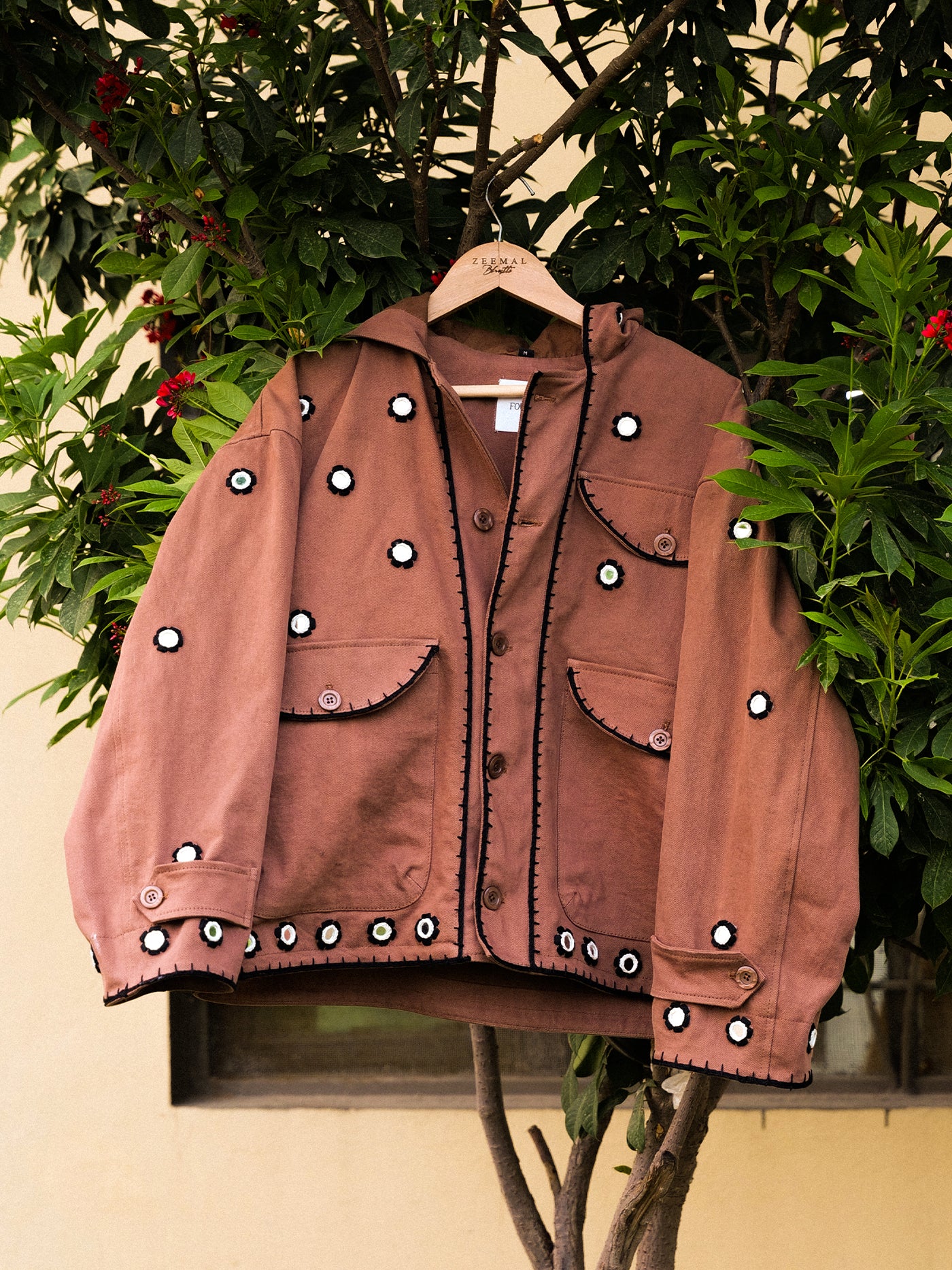 Hand Embroidered Hooded Mirror Anorak