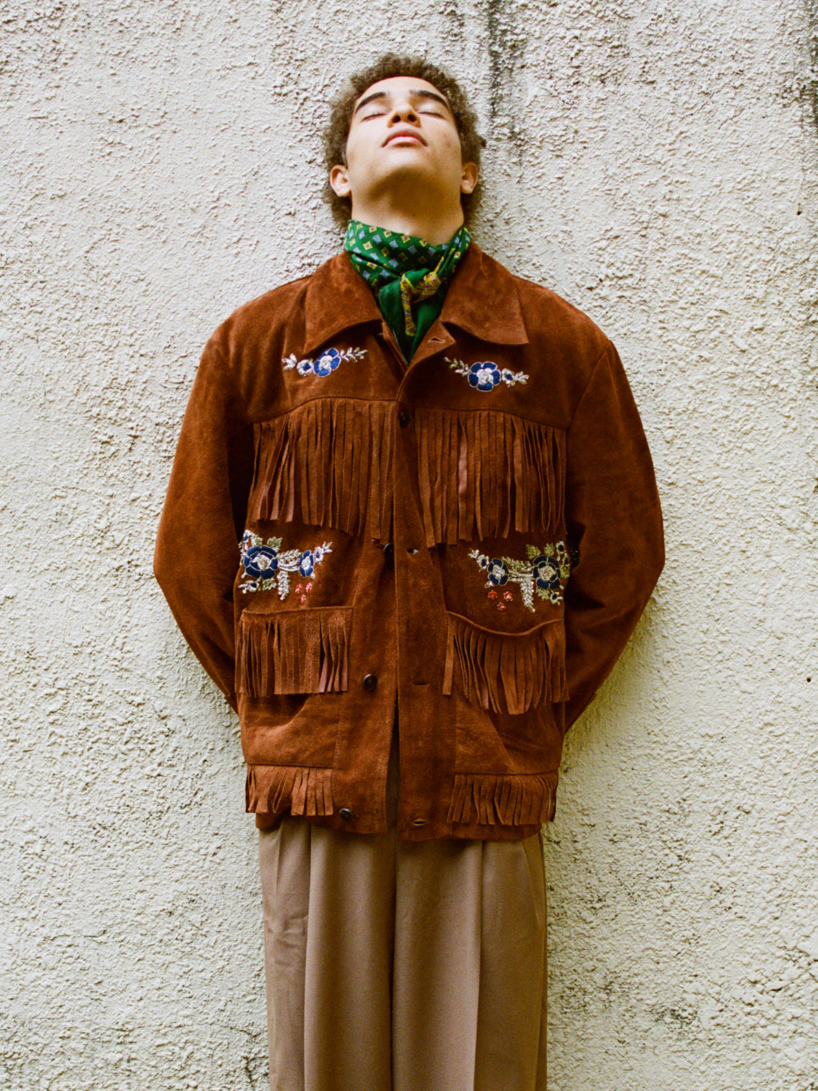 Hand Embroidered Suede Fringe Jacket