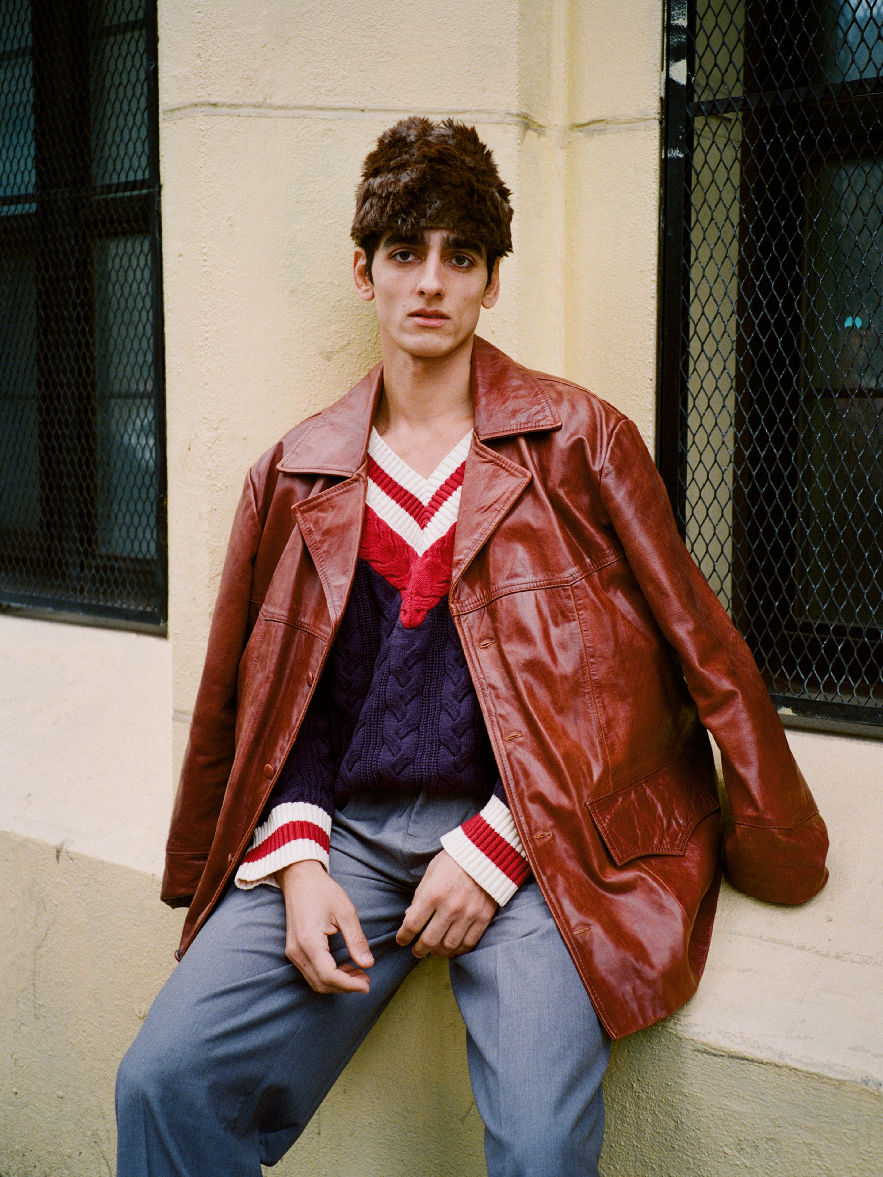 Claret Western Oversized Leather Blazer
