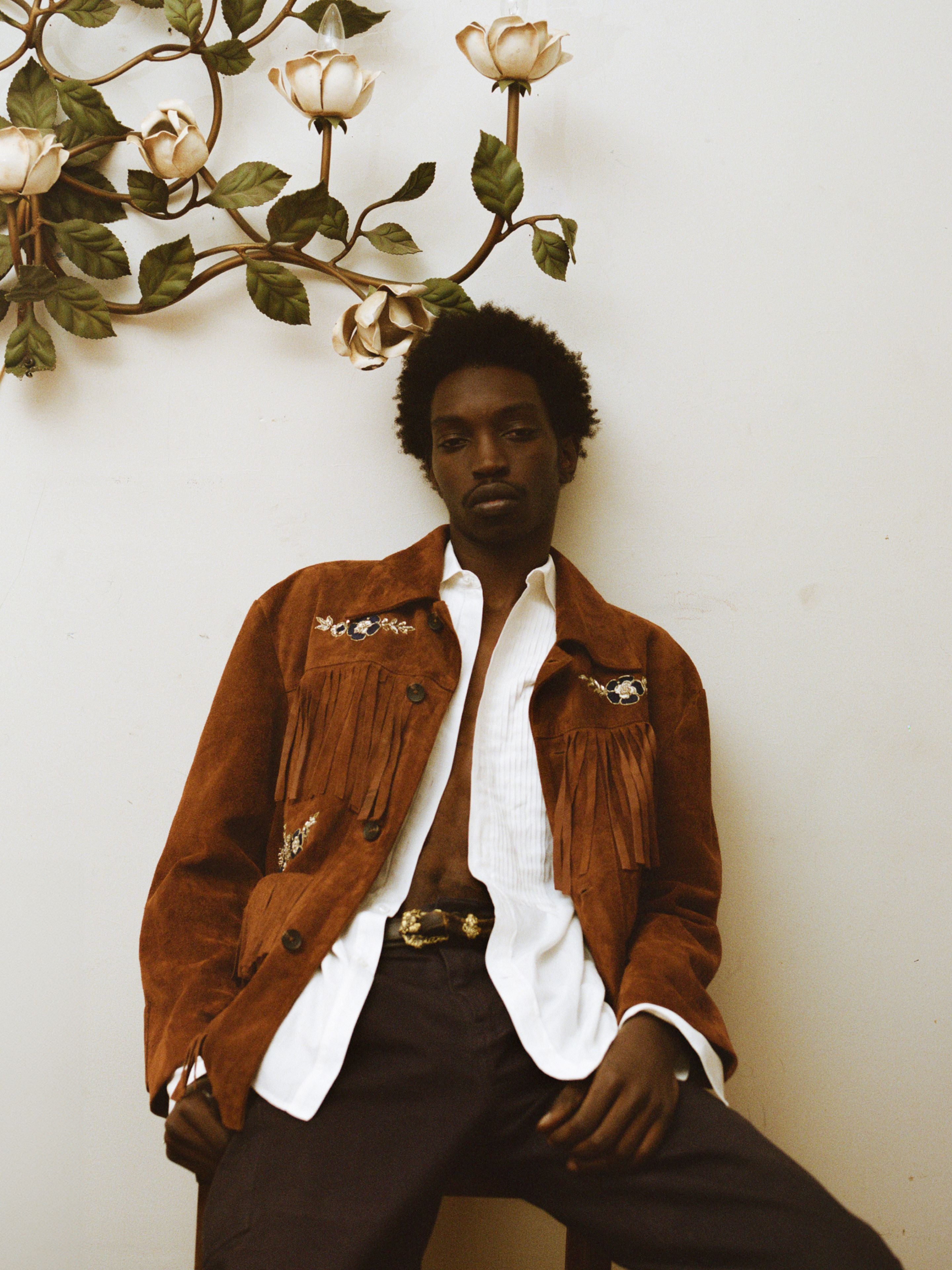 Hand Embroidered Suede Fringe Jacket