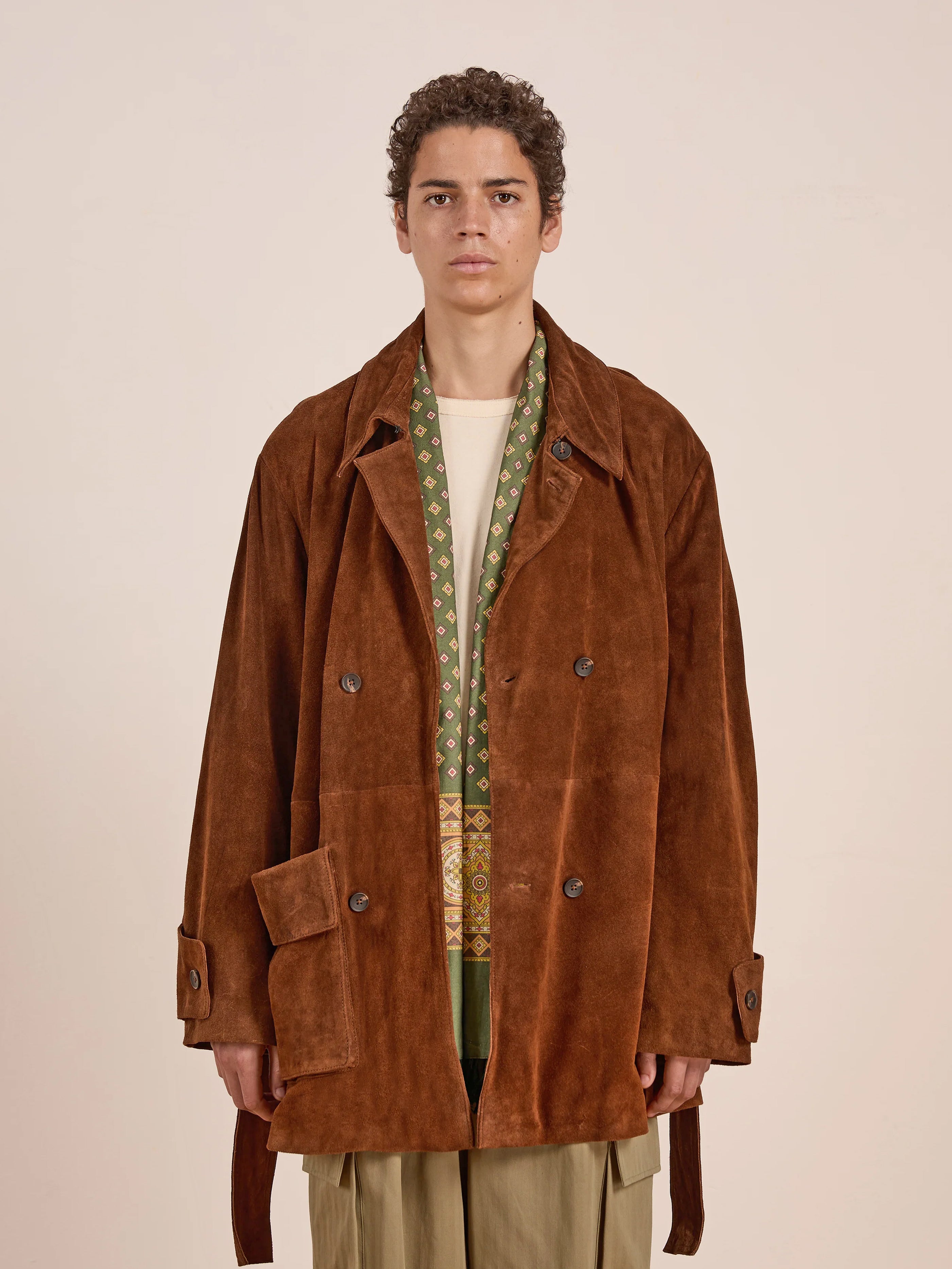 Double Breasted Suede Leather Jacket