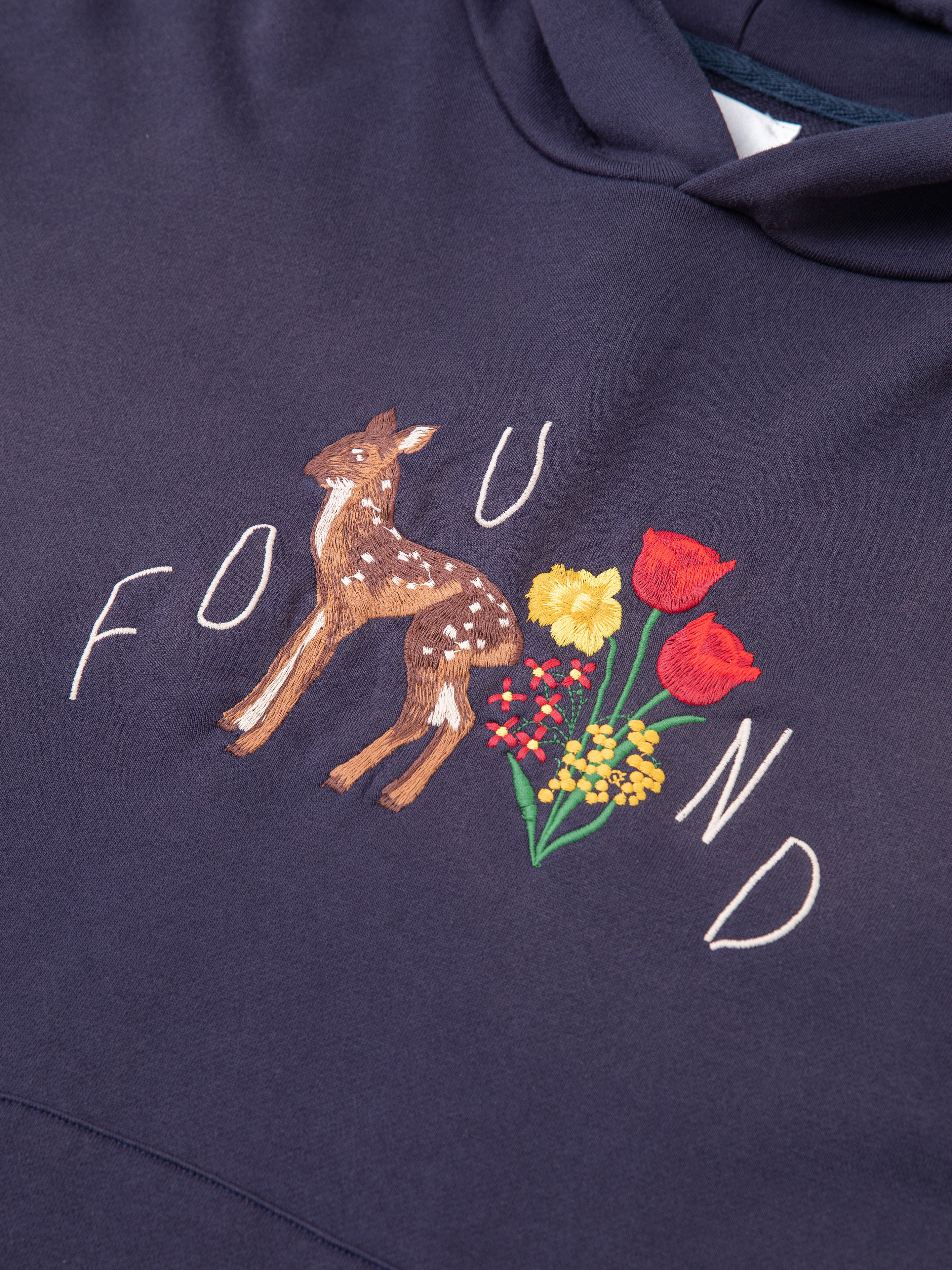 Floral Embroidered Deer Hoodie