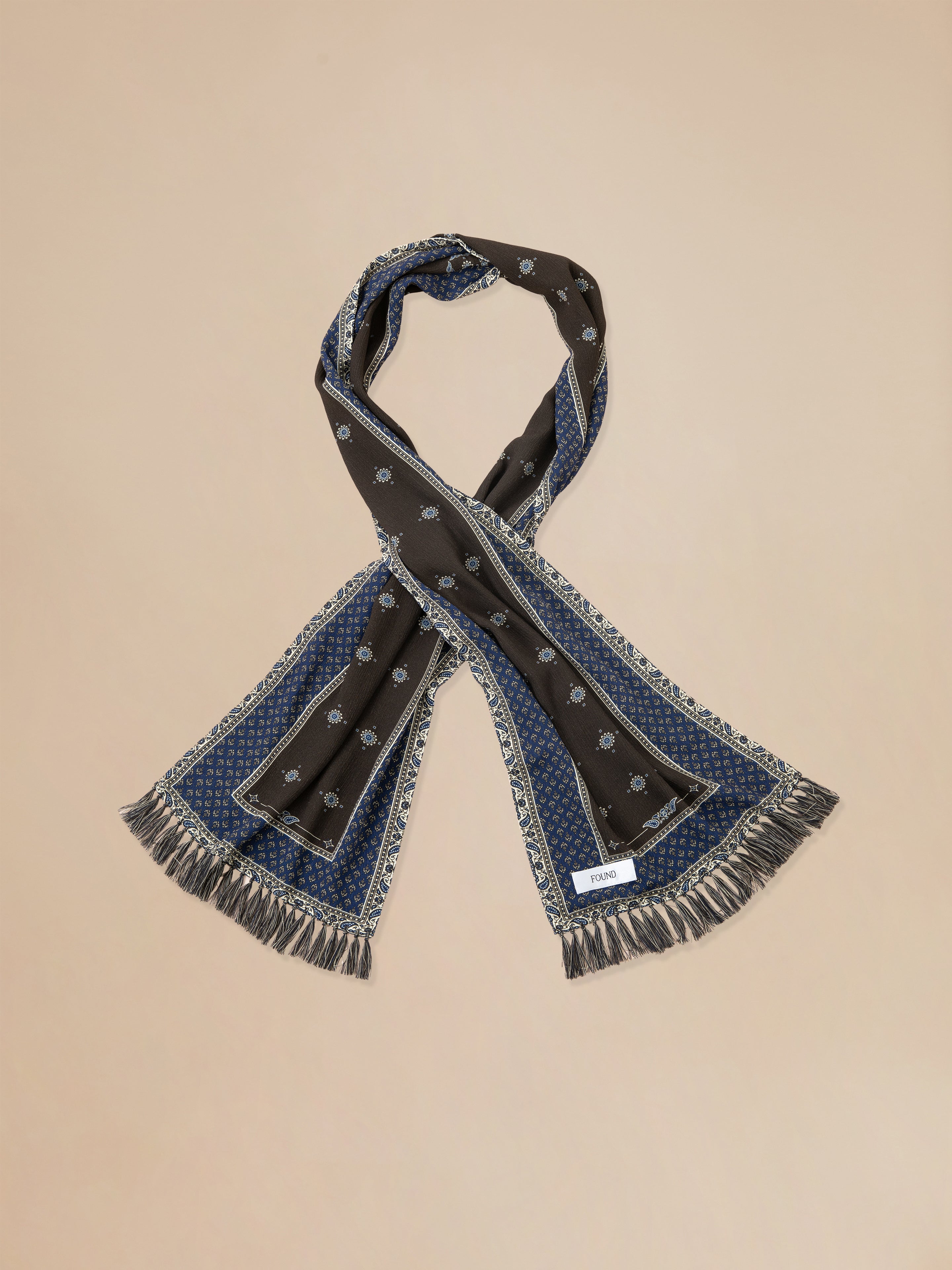 Black Royal Blue Print Scarf in navy blue - men | Found.