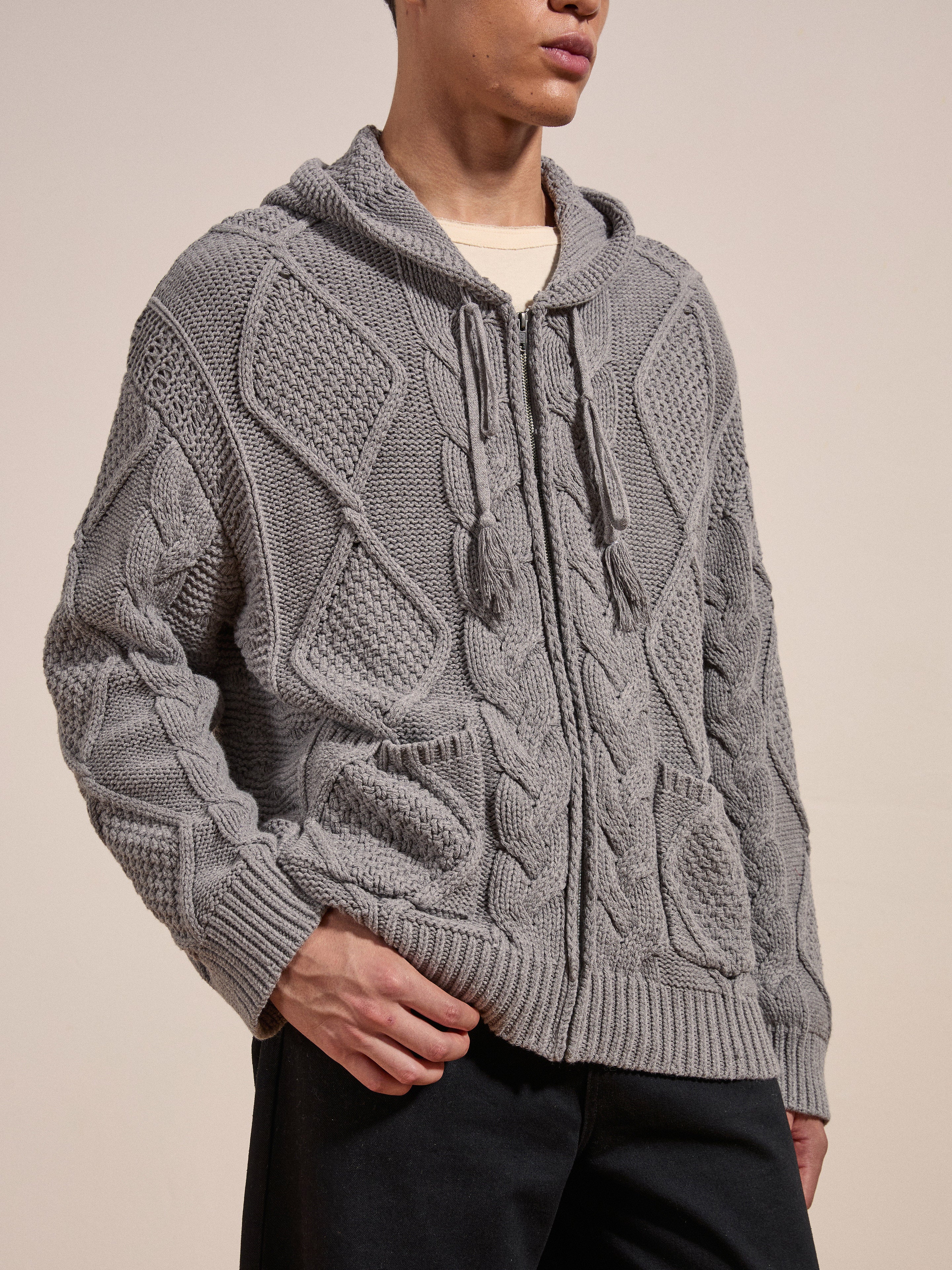 Men's knitted zip up hoodie sale