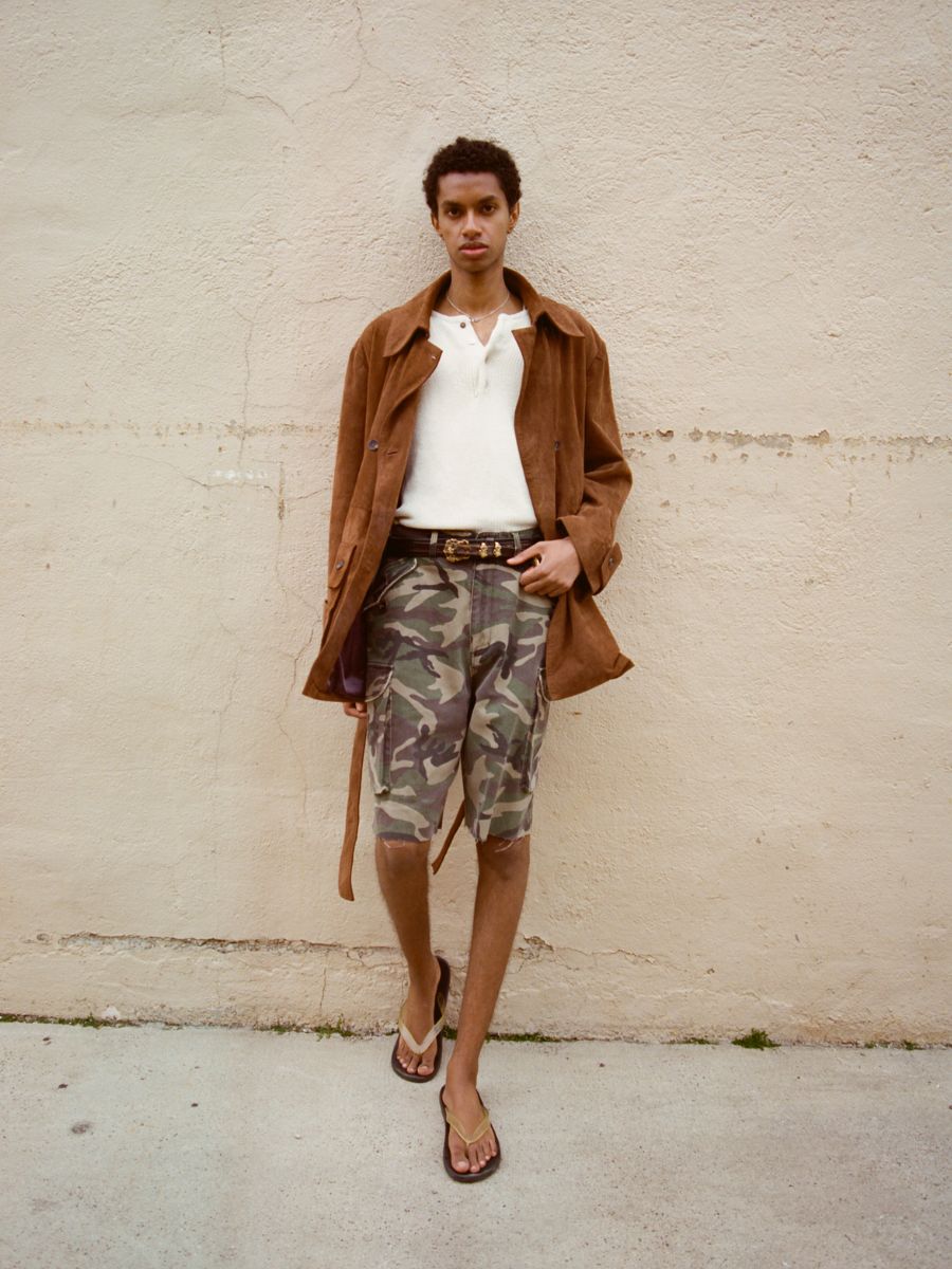Camouflage Twill Utility Cargo Shorts