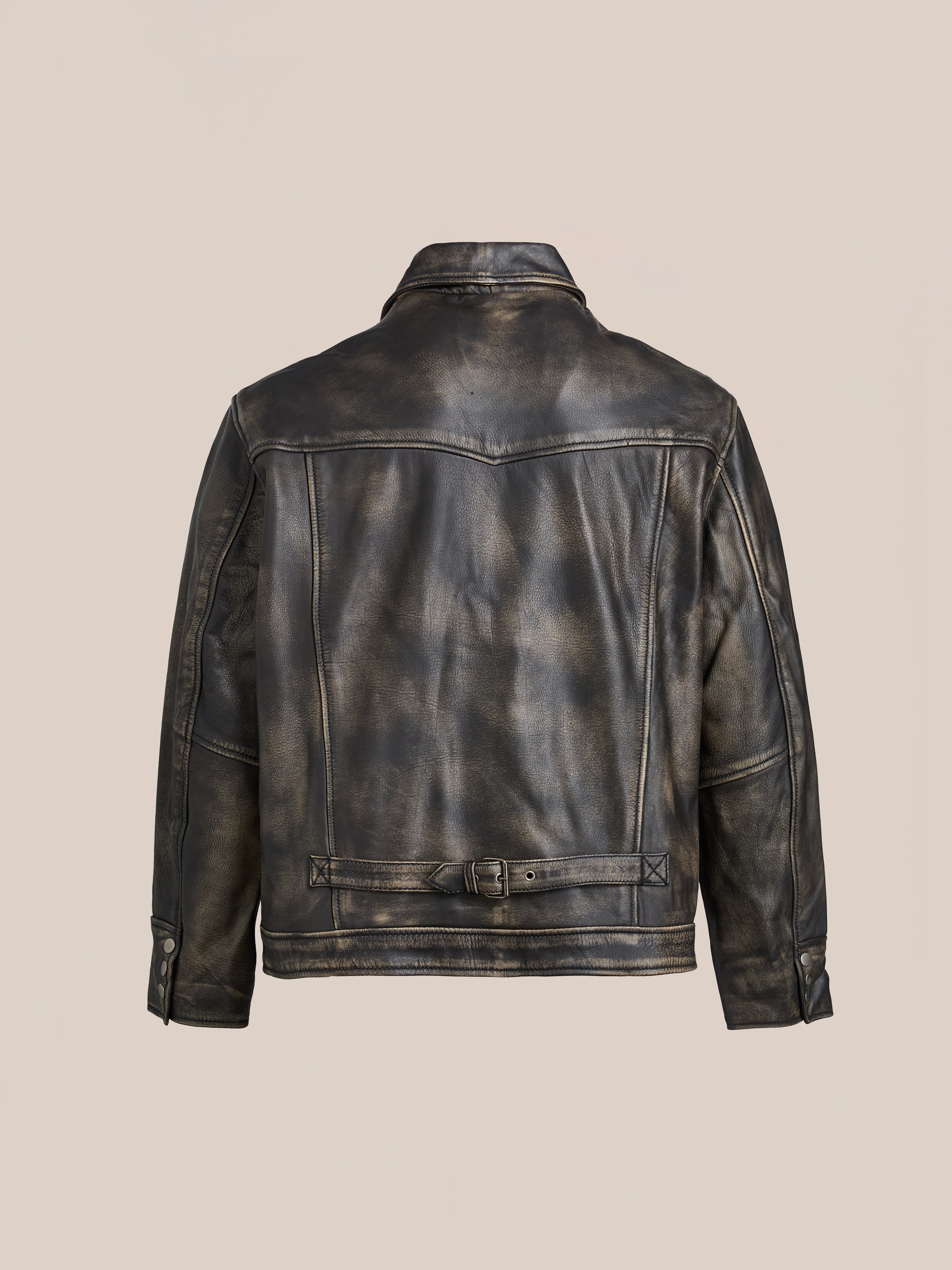 Distressed Leather Pocket Jacket