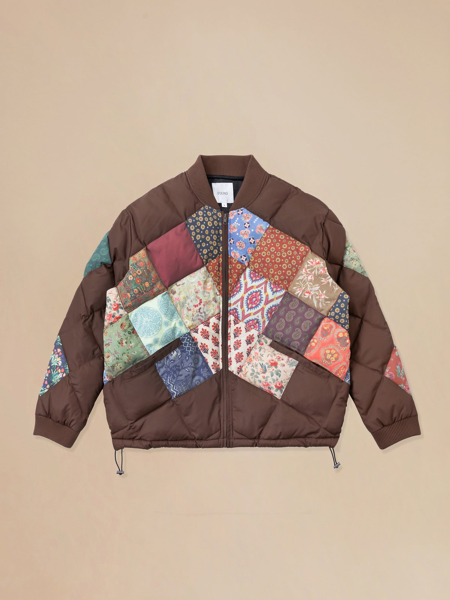A Found Diamond Quilt Patchwork Jacket with South Asian prints.