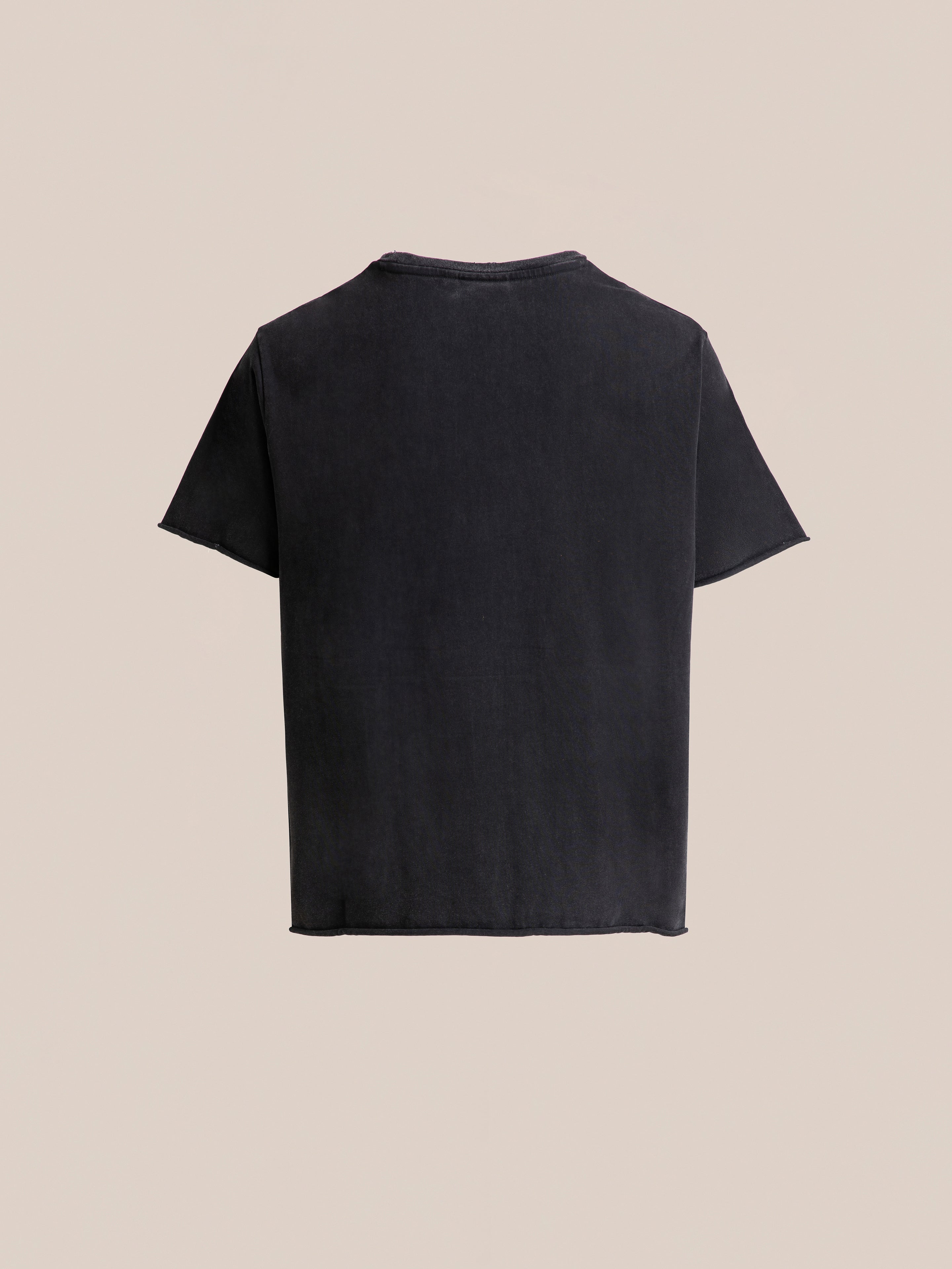 A plain, dark gray Horse Logo Print Tee by FOUND made from 100% cotton, displayed against a light beige background, viewed from the back.