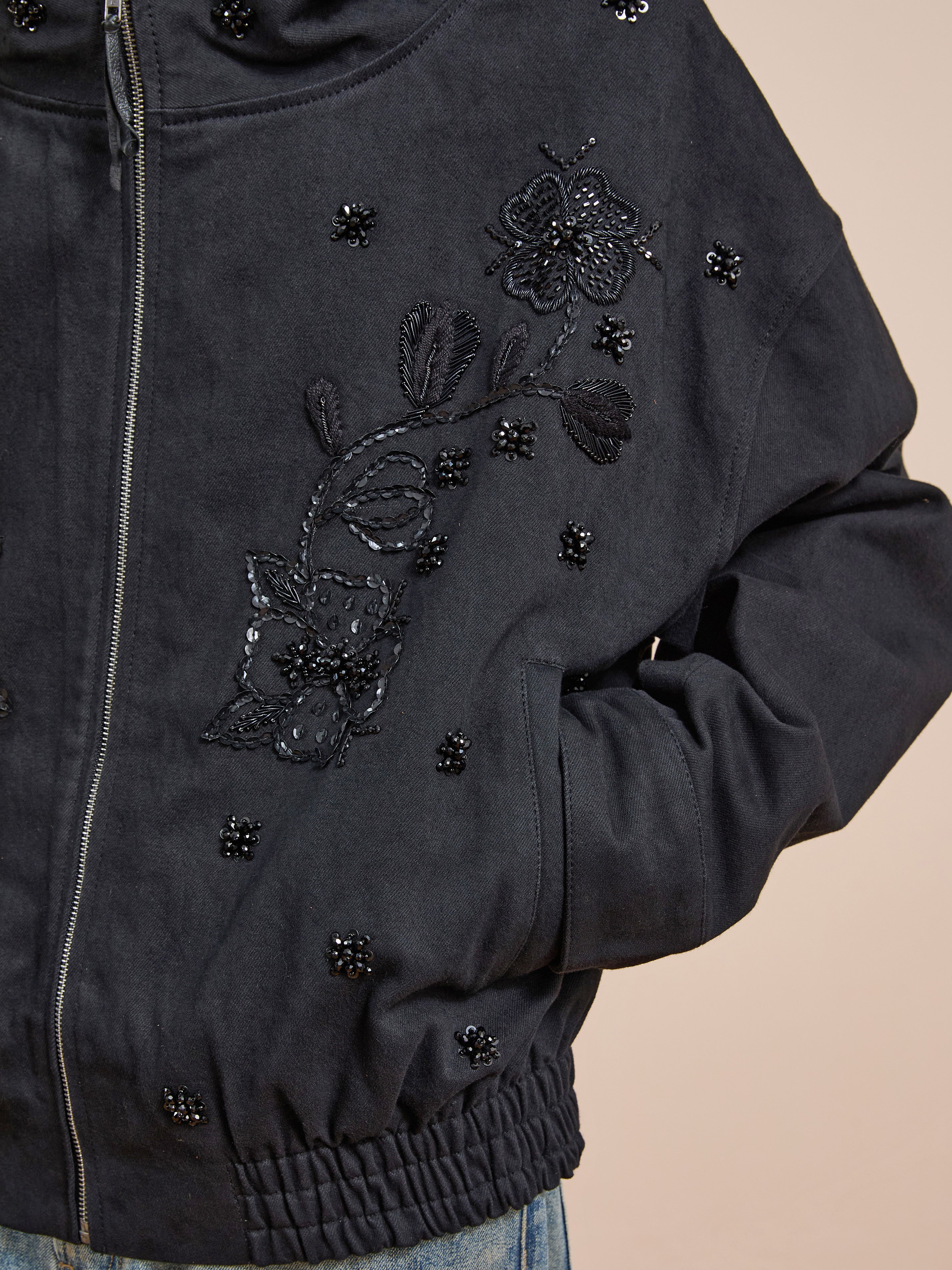 Hand Embroidered Tonal Anorak Jacket