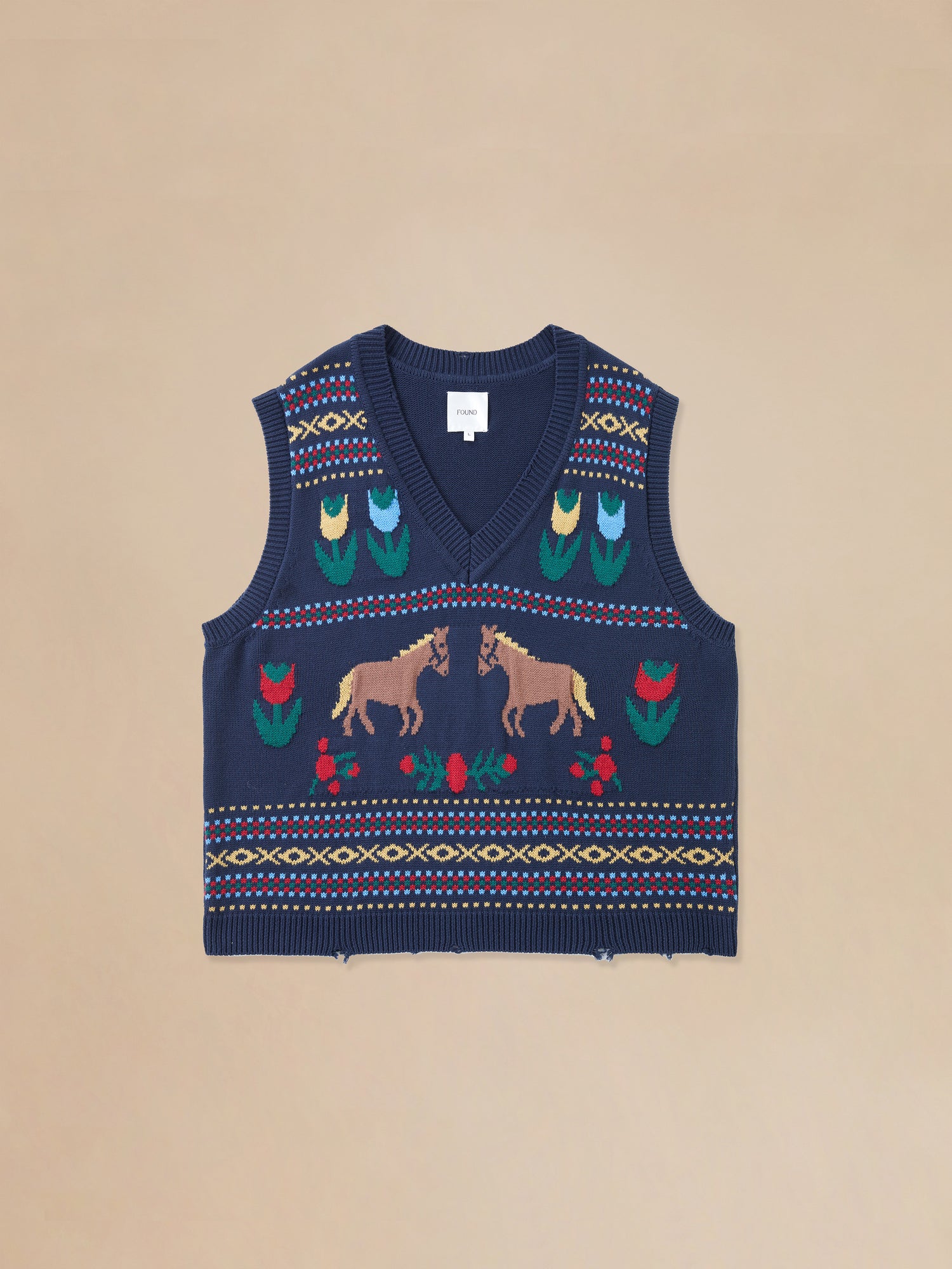 A Found Isle Horse Reverie Sweater Knit Vest with a horse on it.