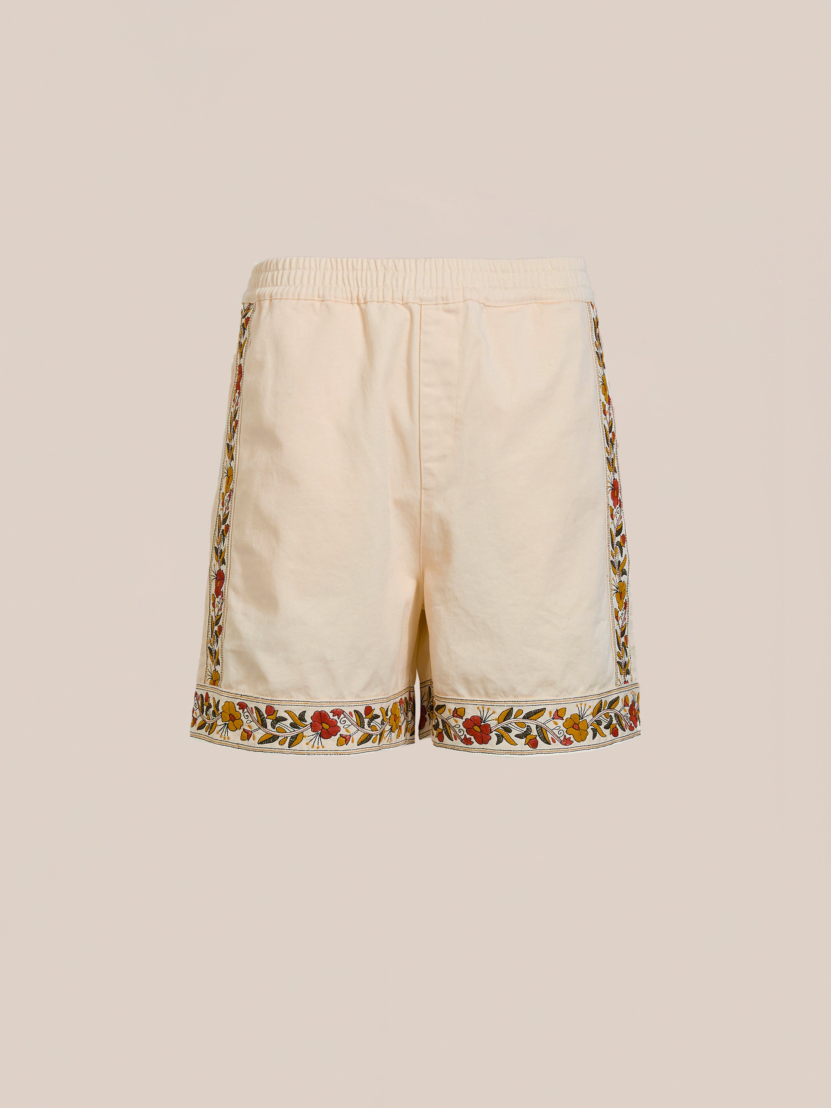 Kantha Floral Work Shorts