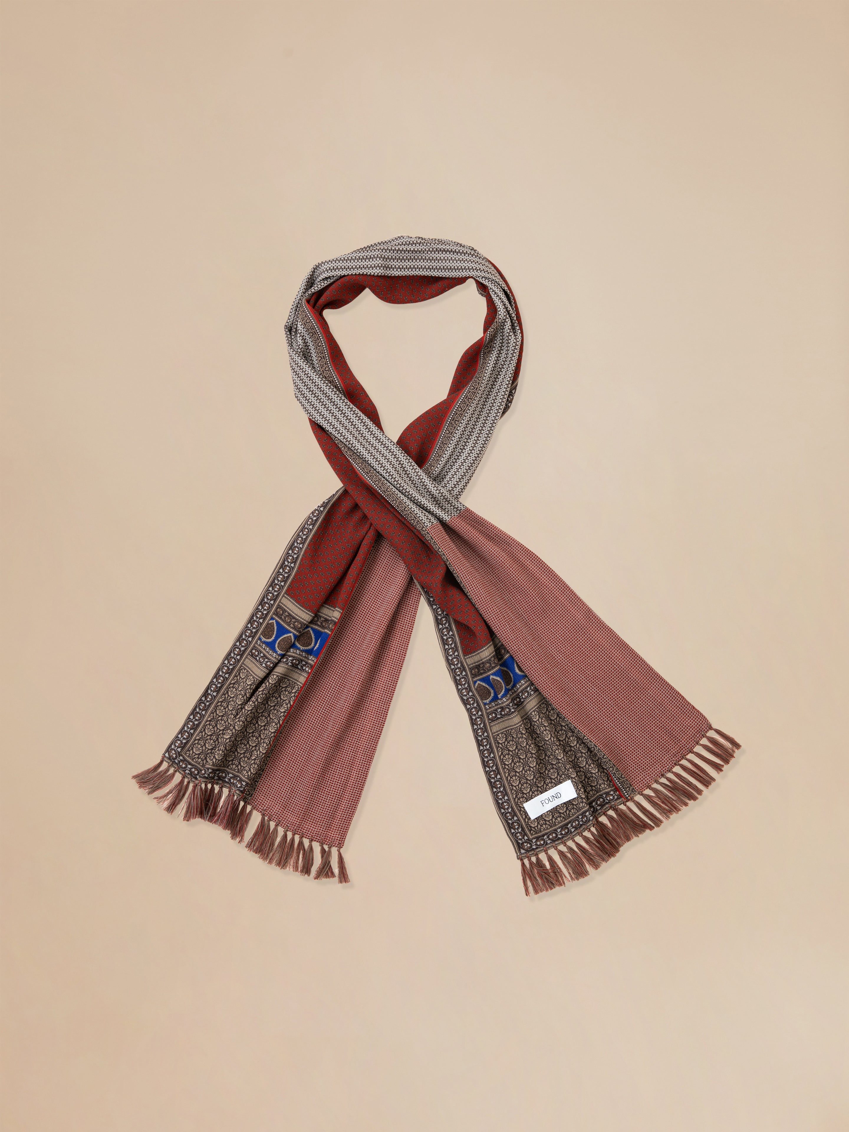 Check Paisley Medley Scarf in burgundy - men | Found - gallery image 3.