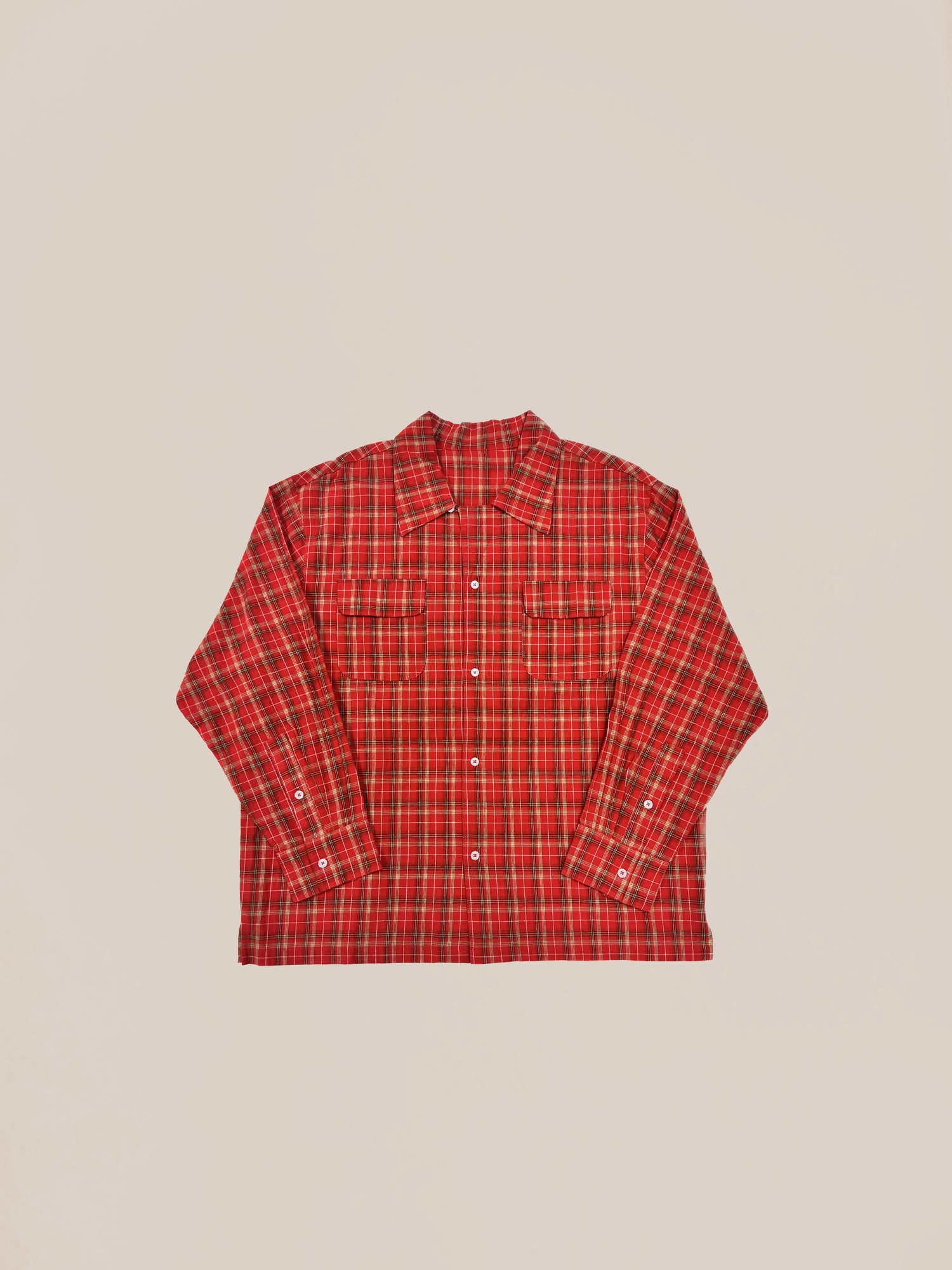Sample 49 (Red Multi Flannel Button Down) shirt by Profound displayed on a plain background.