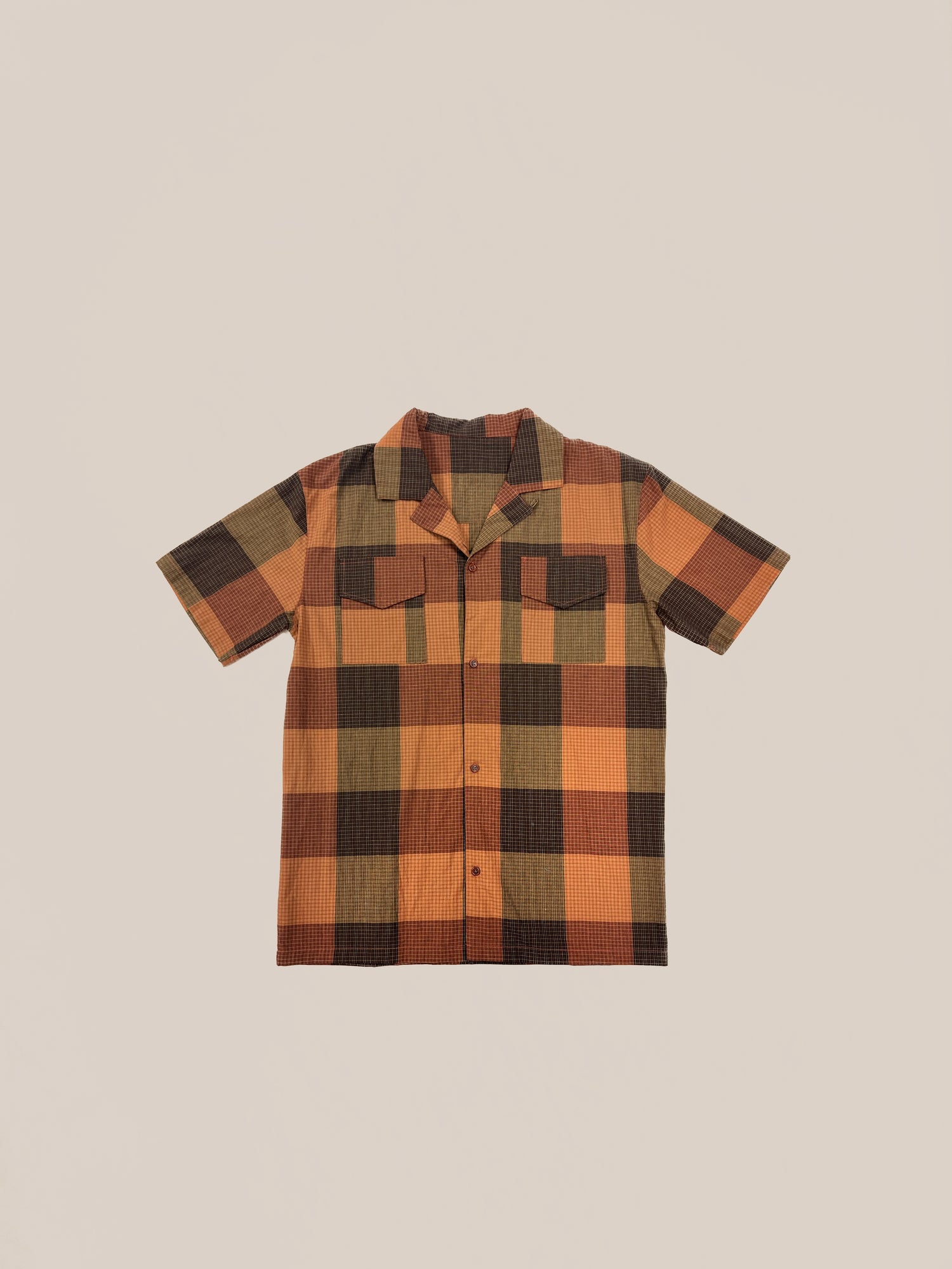Profound's Sample 50 (Orange Plaid Camp Shirt) displayed on a neutral background.